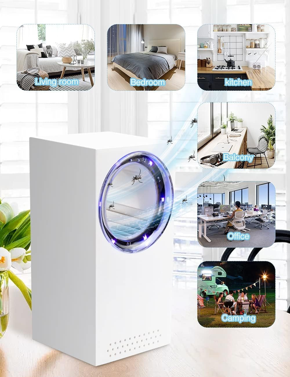 Uccidi Zanzare, Lampada Antizanzare Elettrica, Zanzariera Elettrica Con Lampada UV, Trappola per Zanzare USB, 180° Luce Insetticida per Uso Da Interno Ed Esterno, Zanzare, Mosche, Falene, Insetti