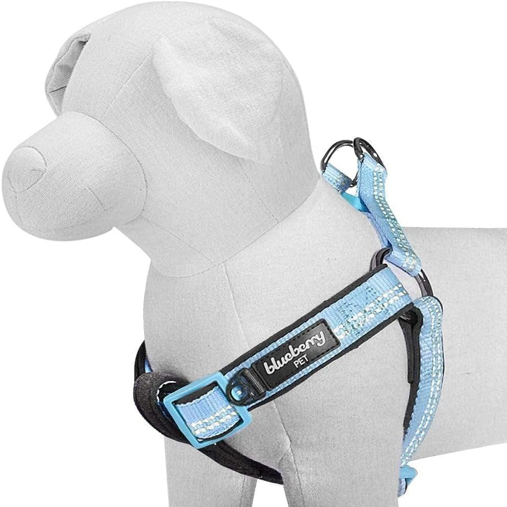 New 3M Reflective Step-In Pastel Baby Blue Neoprene Paddd Dog Harness, Small