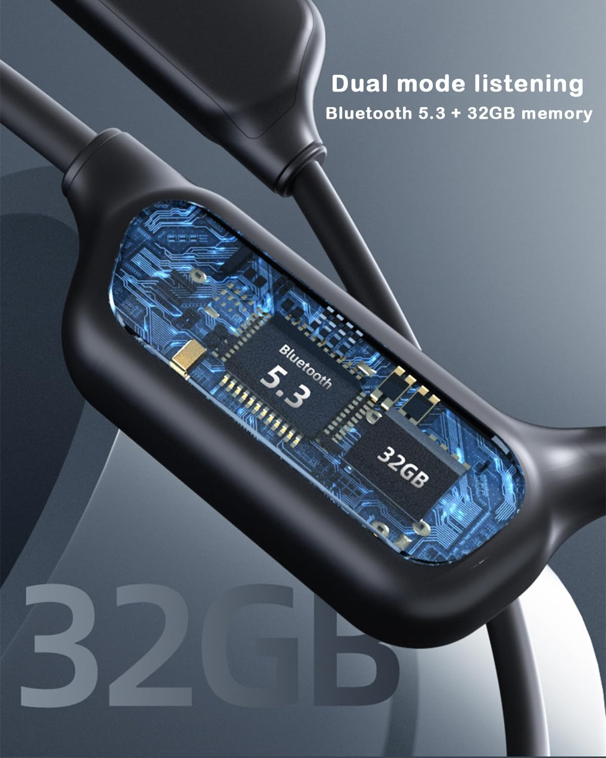 Cuffie a Conduzione Ossea Impermeabili, Cuffie Da Nuoto IPX8 Con Memoria 32G,Cuffie Sportive Bluetooth 5.3 Con Orecchio Aperto Con Microfono Wireless per Corsa,Nuoto, Ciclismo, Allenamento(Rosso+Nero)