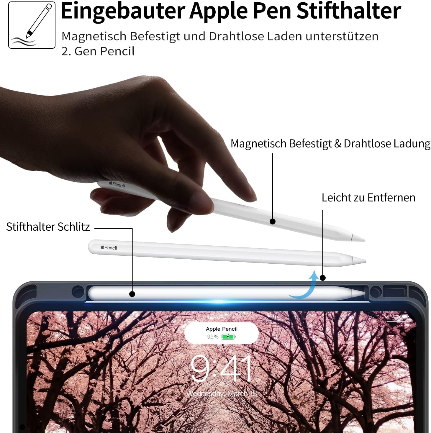 HOLIMET Custodia per Ipad Pro 12.9 Pollici 2021/2020/2018 (5°/4°/3° Generazione) Con Portapenne, in Pelle PU, Antiurto, Con Custodia E Funzione Auto Wake/Sleep, Supporto Multi-Angolo (Rosa)