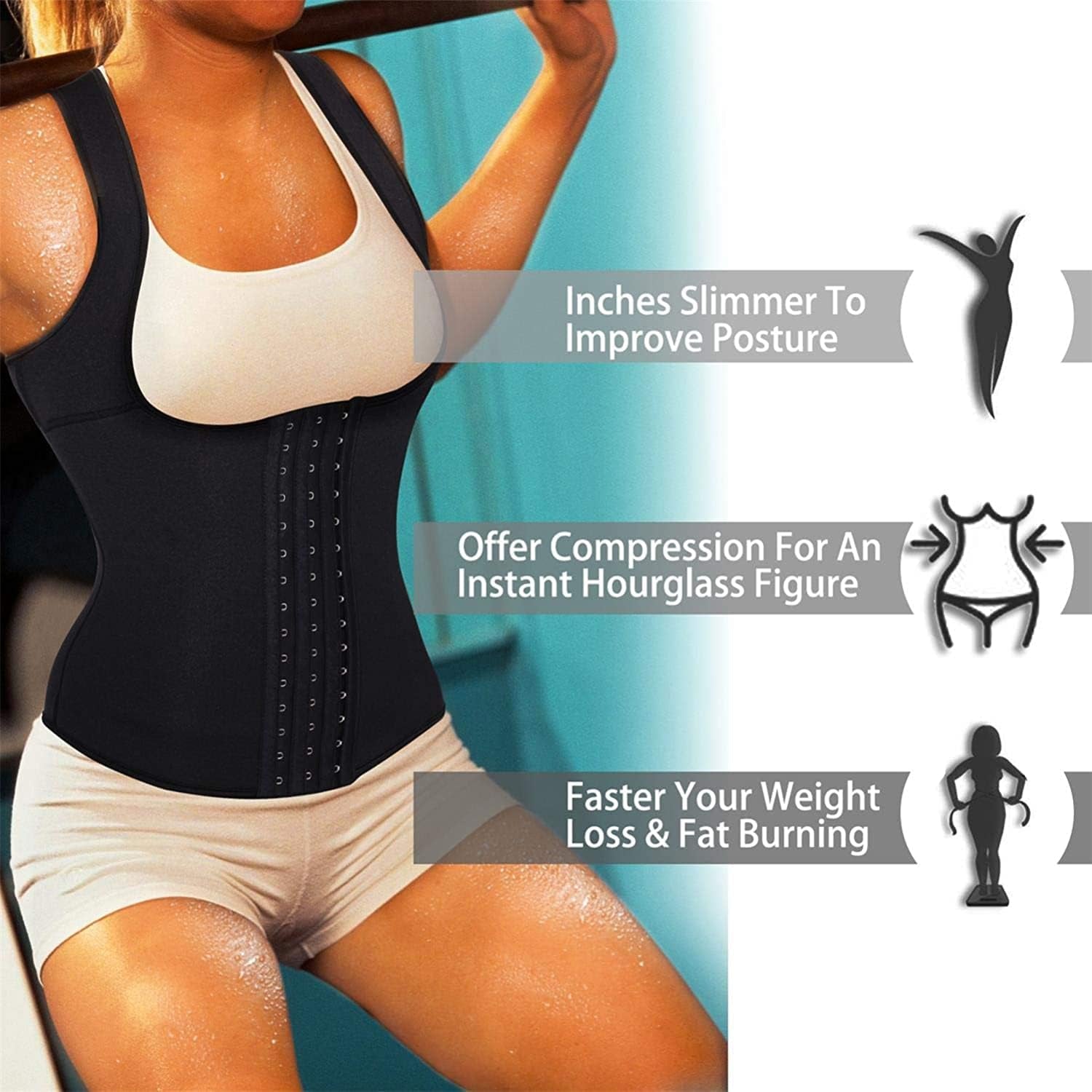 Tuta Sauna Dimagrante Donna Corsetto Vita Neoprene Sudore Sportiva Snellenti Effetto Gilet Fitness Canotta Snellente Body Shaper