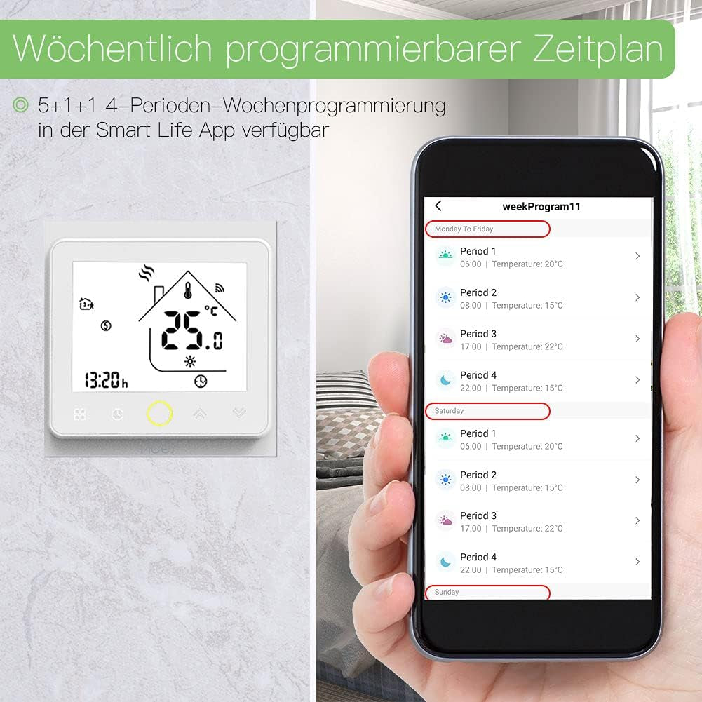 Tuya Zigbee Termostato per Riscaldamento Elettrico a Pavimento 16A Wireless Compatibile Con Smart Life Tuya App Alexa Googlehome Controllo Vocale Richiede L'Hub Zigbee Di Tuya
