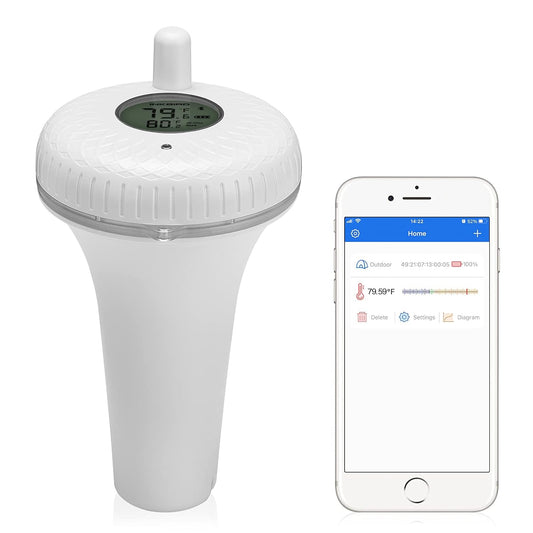 IBS-P02B Termometro per Piscina Digitale Termometro Galleggiante Bluetooth Con Sensore Di Temperatura Anti-Pioggia Con Esportazione Dati, Allarme, Grafica,Supporto per Ios E Android