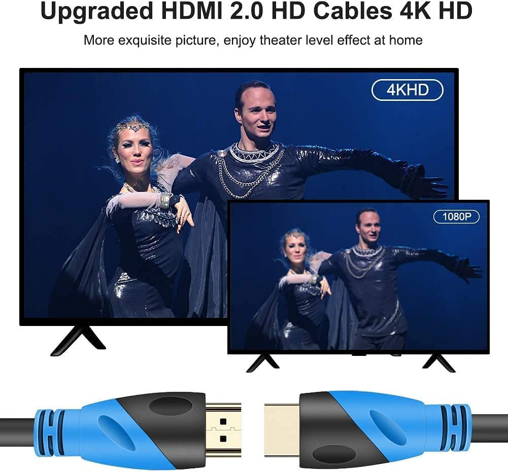 Cavo HDMI 4K/60HZ 10M (HDMI 2.0, 18 Gbps) Connettori Placcati Oro Ad Alta Velocità, Ethernet Audio Return, Compatibile 3D Con Laptop PS3 PS5 PC HDTV Proiettore
