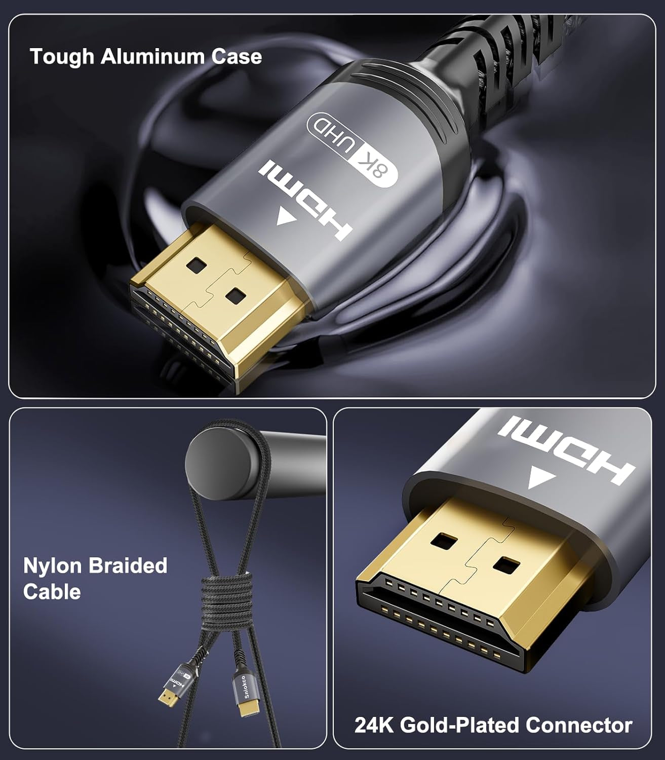 Cavo HDMI 2.1 8K 10M, 48Gbps Cavo HDMI® Alta Velocità 4K 240Hz 165Hz 120Hz 8K 60Hz Earc HDCP2.3 HDR10+ Compatibile Con PC TV Monitor Proiettore Roku Sky-Q PS5 X-Box