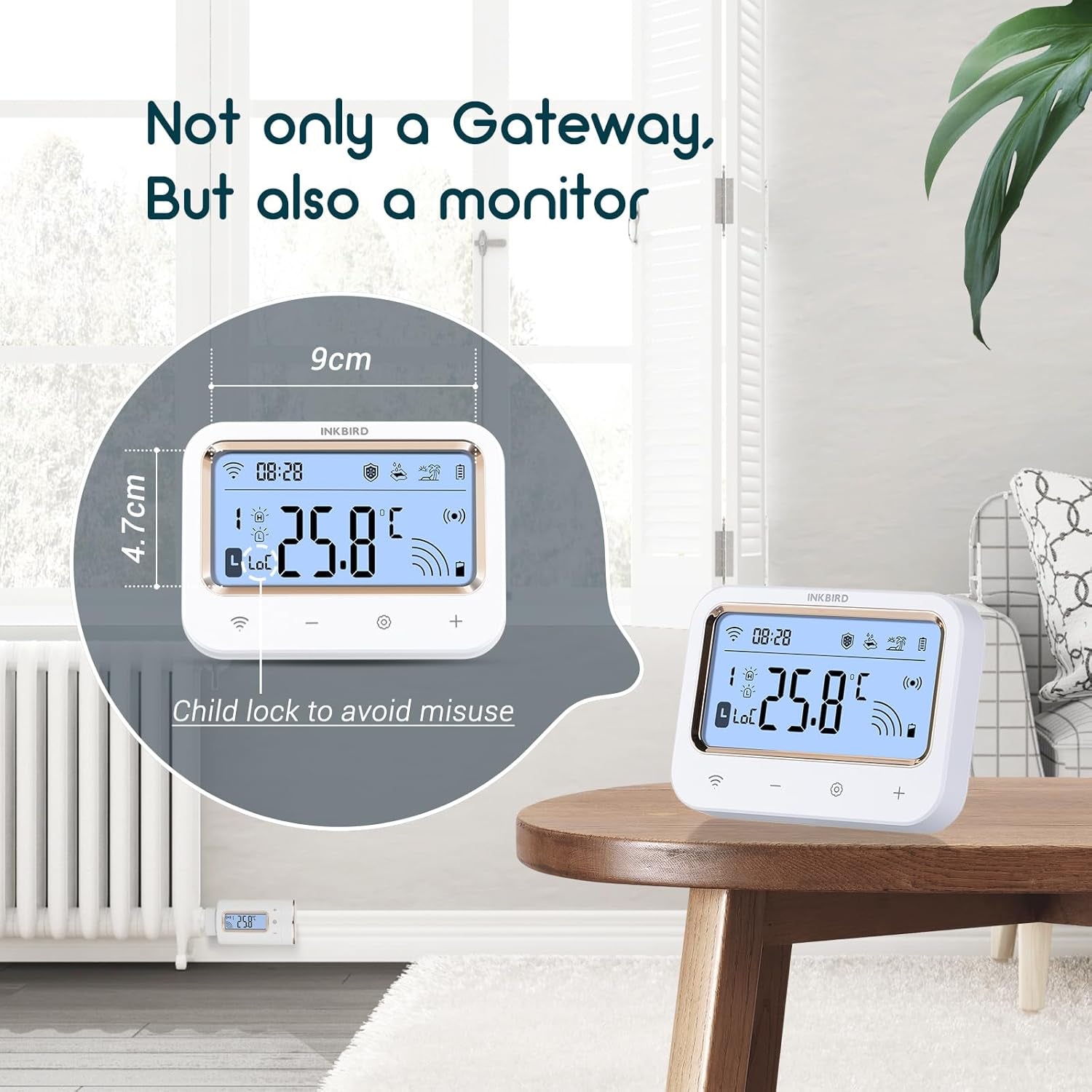 Valvole Termostatiche Wifi,Irc-Rw1 Termostato Smart Con Gateway LCD Display,Gestione Smart Del Riscaldamento via App,11 Periodi Di Tempo,Termostato Wifi per Camera Da Letto,Bagno