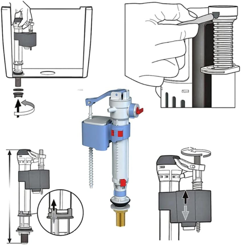 Valvole Di Scarico Wc,Galleggiante Valvola Reversibile per WC Alimentazione,Valvola Di Scarico Regolabile,Universale Ed Economico Costruttiva - Ottone Accoppiamento M12 / 17 (3/8")