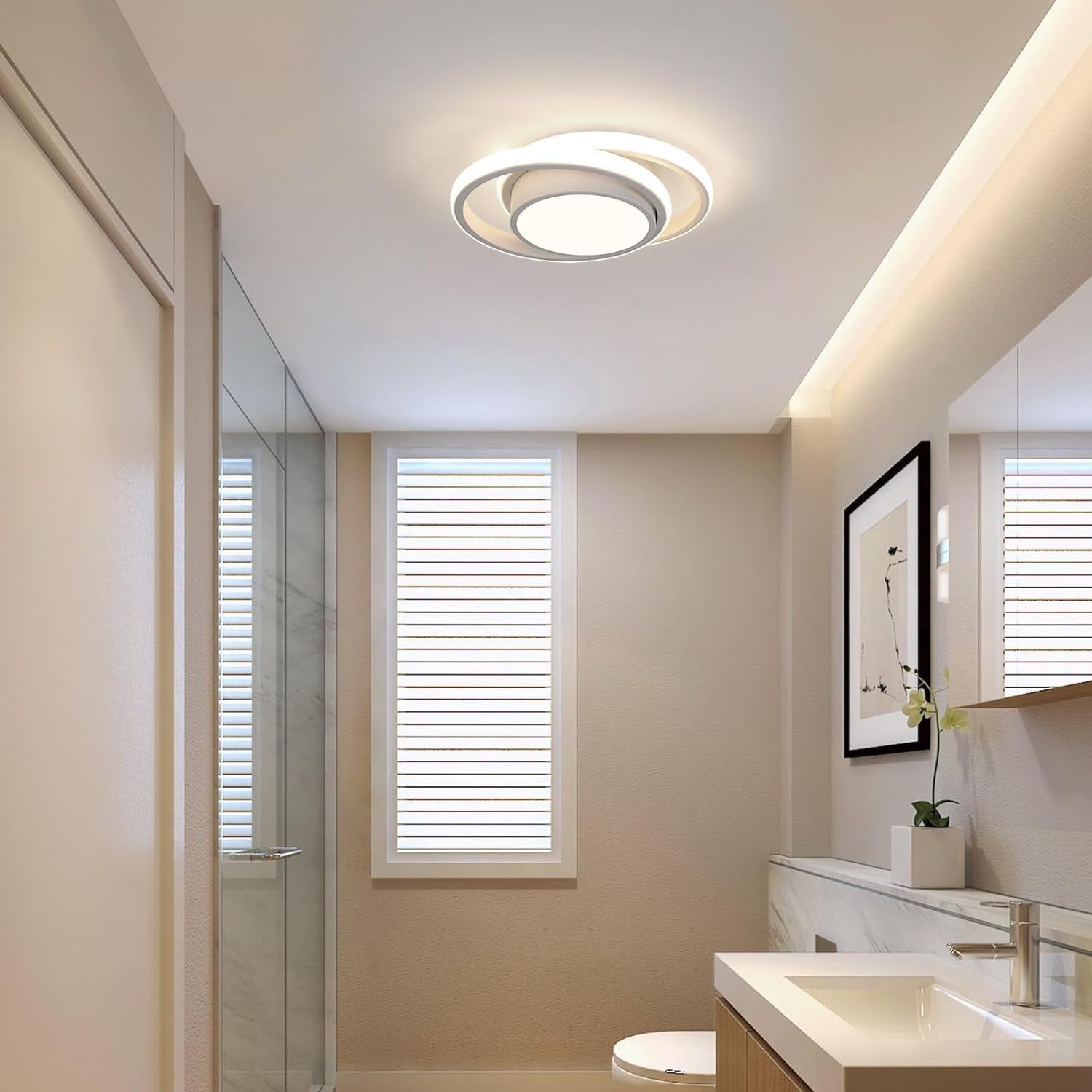 Plafoniere LED, Lampada Da Soffitto 32W 2350LM, Rond Plafoniere Moderno per Soggiorno Cucina Bagno Camera Da Letto Corridoio, Luce Naturale 4500K, Diametro 28Cm