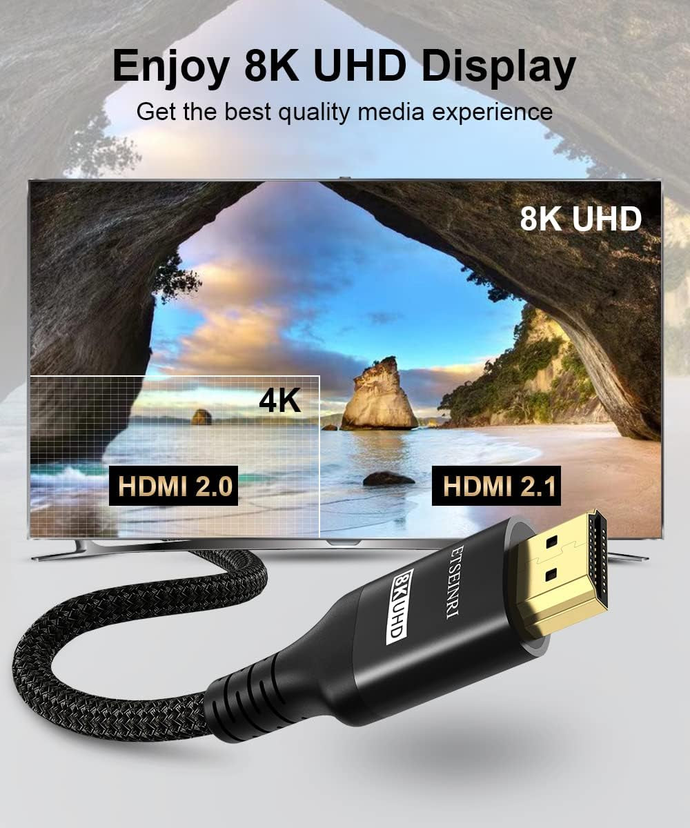 10K 8K Cavo HDMI 2.1 4M, Certificato 48Gbps Velocità Ultra Elevata HDMI® Cavi 4K 240Hz 165Hz 144Hz 120Hz 8K 60Hz 4:4:4 DTS:X Earc HDCP2.3 HDR10+ TV Monitor Proiettore Gaming PC PS5 X-Box