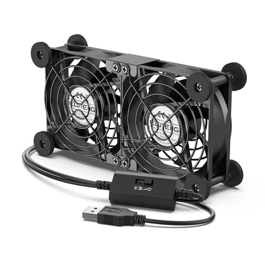 Ventole PC 2 in 1 Ventola 80Mm 3 Velocità Regolabili Mini Ventilatore Doppia Fila Ventola 5V Con 8 Piedini Ammortizzanti 80Mm Fan per PS5 PC TV Box Router Xbox PS4 Playstation