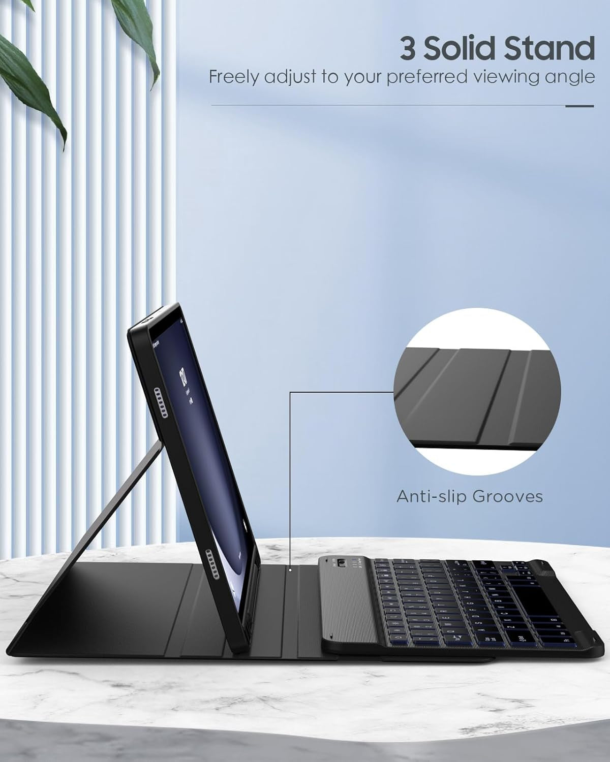 Custodia Con Tastiera per Galaxy Tab A9 Plus/ A9+, Cover Con Tastiera per Samsung Galaxy Tab A9 Plus/ A9+ 11" 2023 Con Supporto per S Pen Holder E Touchpad, Tastiera Bluetooth Rimovibile, Nero