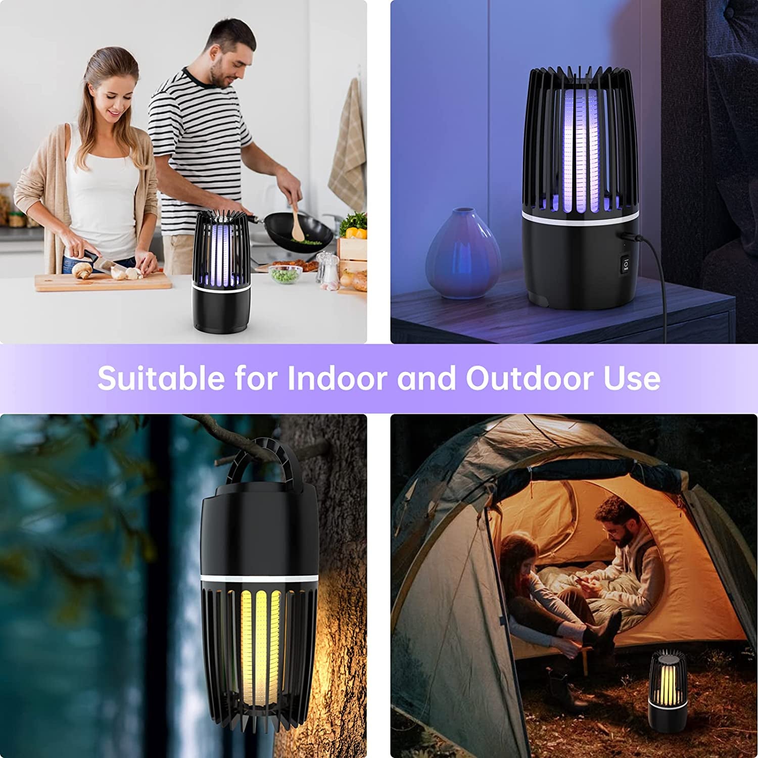 Lampada Antizanzare Elettrica, UV anti Zanzare Lampada Antizanzare USB Ricaricabile Lampada Assassina Di Zanzare Non Tossico Ed Ecologico Antizanzare Con Luce Notturna per Giardino Interno Esterno