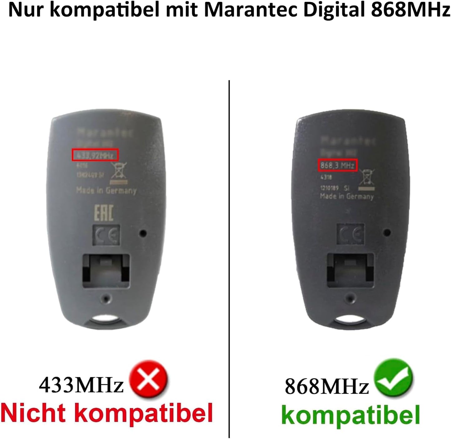 868,3 Mhz Apriporta Garage, Telecomando Compatibile Con 868 Mhz Marantec Digital 302, 384, 304, 313, 321, 323, 131 868, Trasmettitore Manuale 2 Pezzi