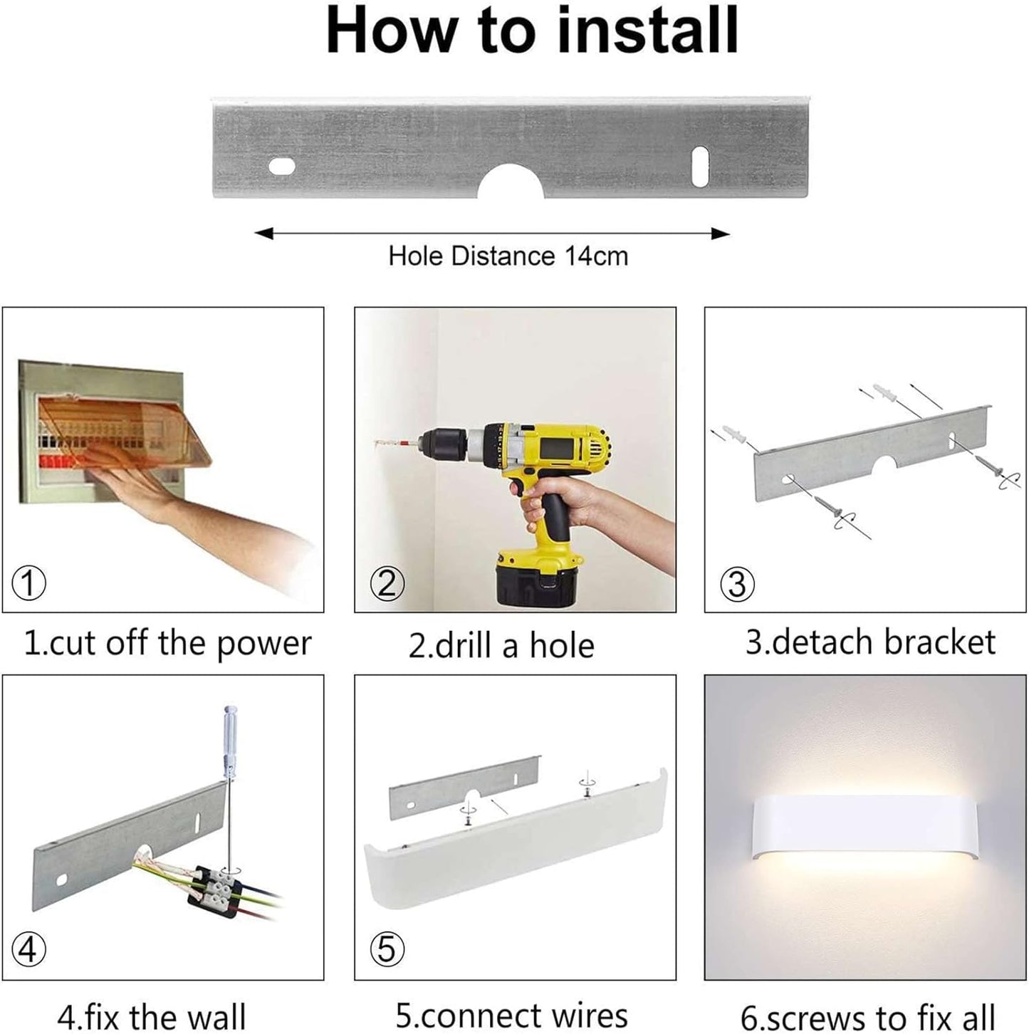 Applique Da Parete Interno Moderno Lampada 4000K Bianco Neutro Lampada Da Parete LED 16W Lampada a Muro Luce Bianco 30 Cm per Camera Da Letto Scale Corridoio