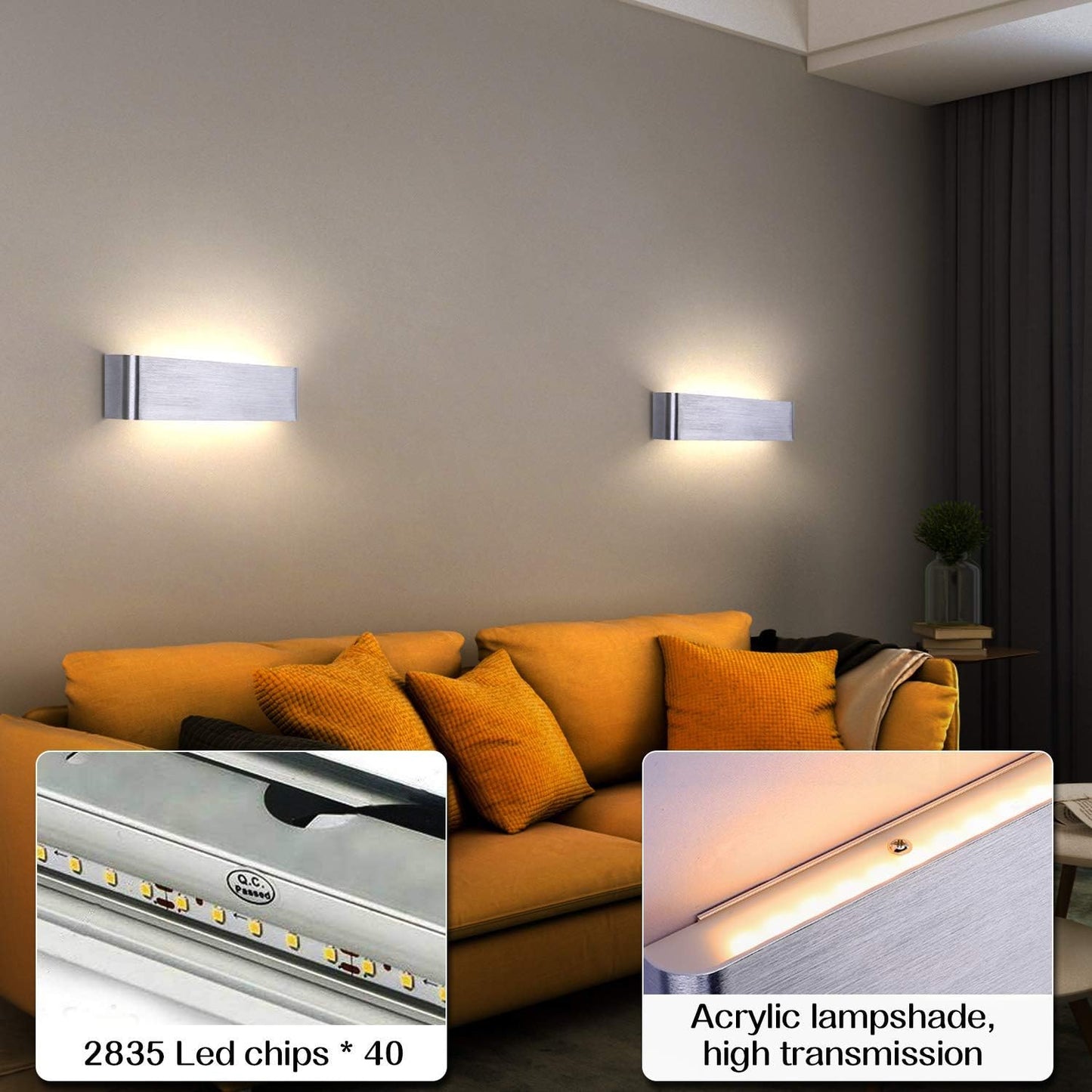 Lampada Da Parete 16W 3000K LED Applique Da Parete Interno Moderno Bianca Con Luce up down IP44 Impermeabile Illuminazione per Camera Da Letto Corridoio Soggiorno Scala (Bianco Caldo)