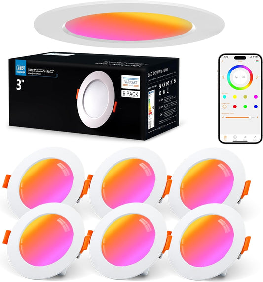 Faretti LED Da Incasso per Cartongesso Alexa, 10W 1000LM Smart Bluetooth Faretti Da Incasso, Intelligente Colorati Faretti LED Da Incasso RGB Bianco Caldo, Dimmerabili App Controllato, 6Pcs