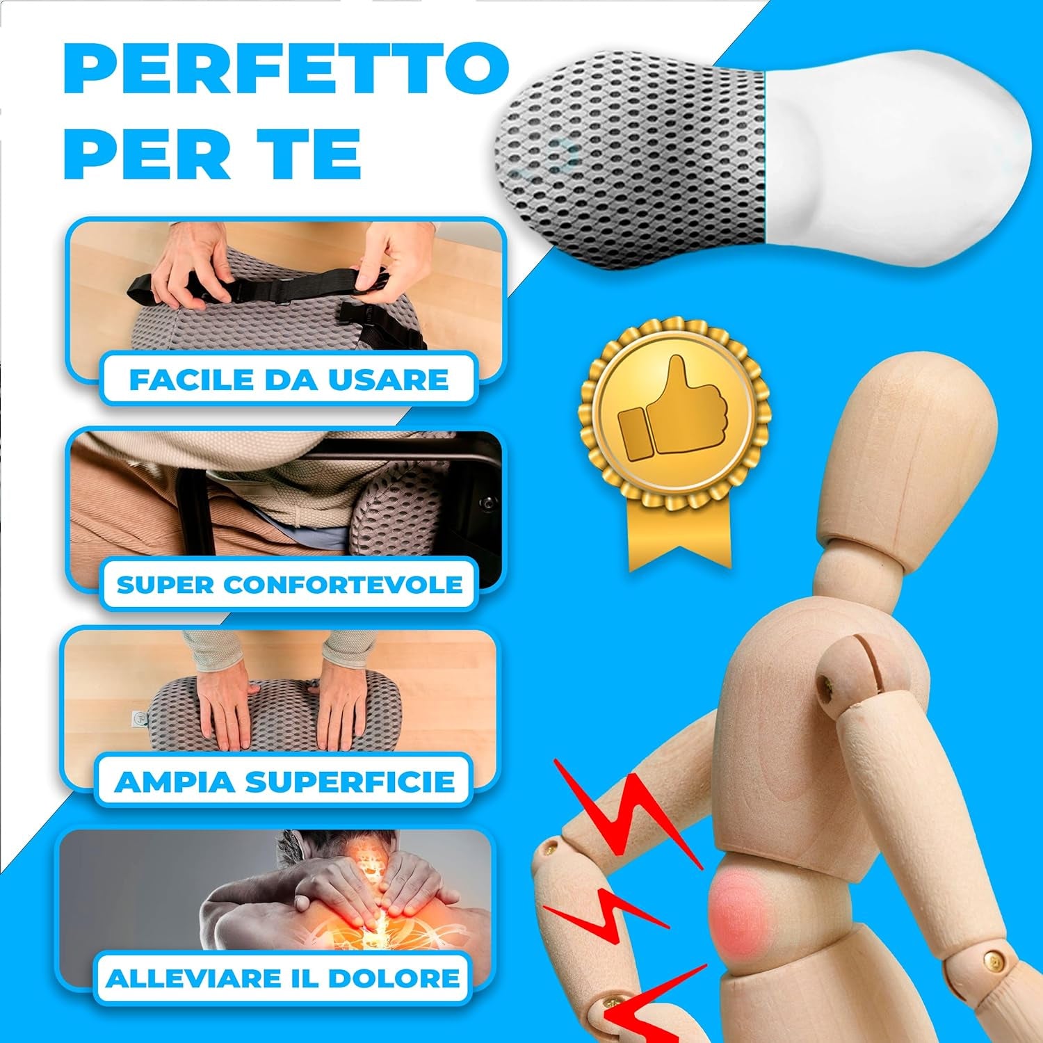 - Cuscino Lombare per Auto, Cuscino Schiena Sedia Ufficio, Supporto Lombare per Auto, Cuscino Lombare Sedia Ufficio, Cuscino per Sedia Da Ufficio, Seduta Auto