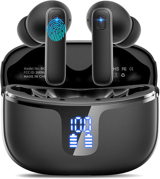 Cuffie Bluetooth, 2024 Auricolari Bluetooth 5.3 Con Driver Dinamico 14.2Mm Stereo, 4 ENC Mics Cancellazione Rumore Cuffie Wireless in Ear, 40 Ore Cuffiette, USB-C Cuffie Senza Fili, IP7 Impermeabile