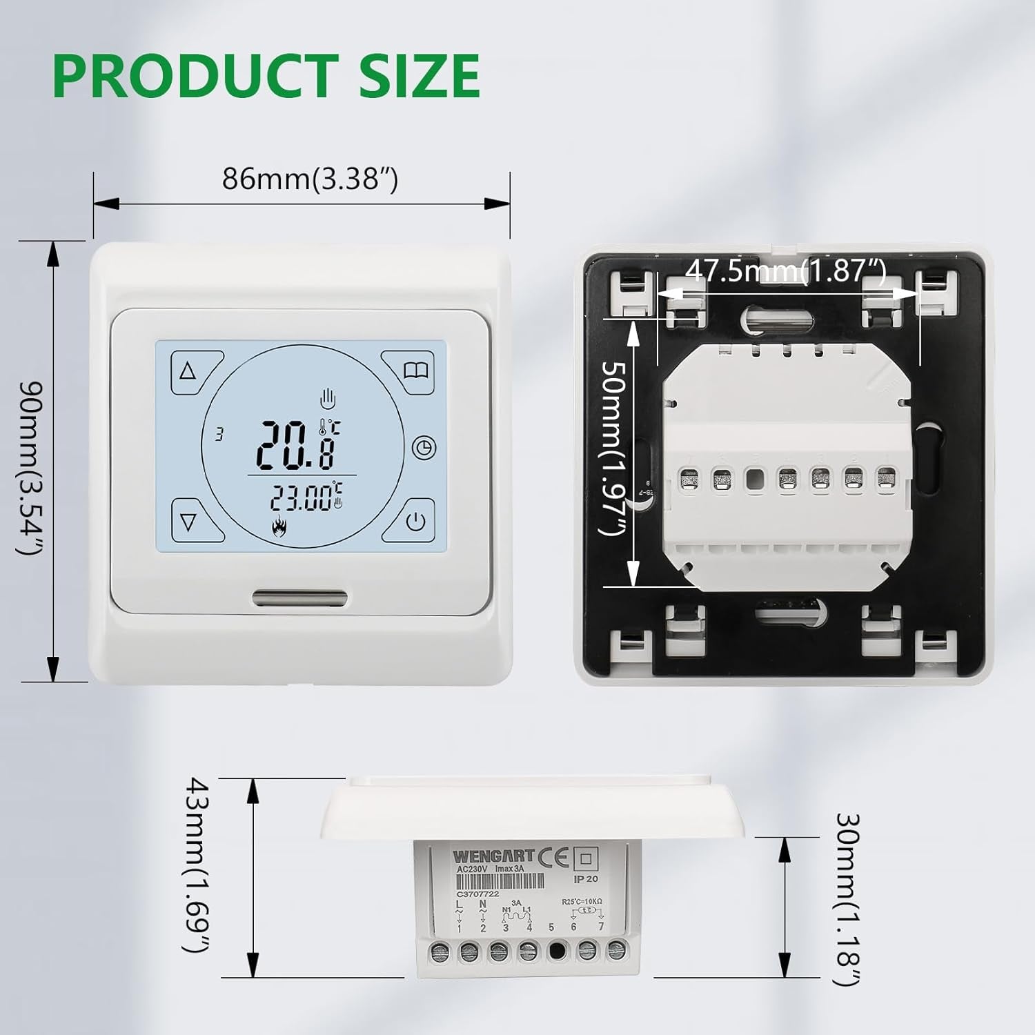 Termostato LCD Digitale Programmabile Wg809,Touchscreen Retroilluminato,3A AC230V per Gli Impianti Di Riscaldamento Ad Acqua, Bianco