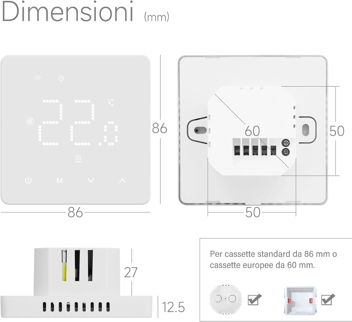 Termostato Wifi per Caldaia,Termostato Con Alexa Controllo Vocale,Termostato Tuya Programmabile Settimanale Intelligente, Termostato Domestica Inteligente TGM-50WPB 3A