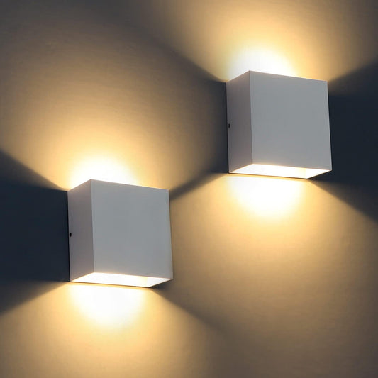 Applique Da Parete LED, 2Pcs Moderna 12W IP65 Impermeabile Lampada Da Parete Interno Esterno 3000K Su E Giù per Lampada Da Parete per Soggiorno, Camera Da Letto, Corridoio