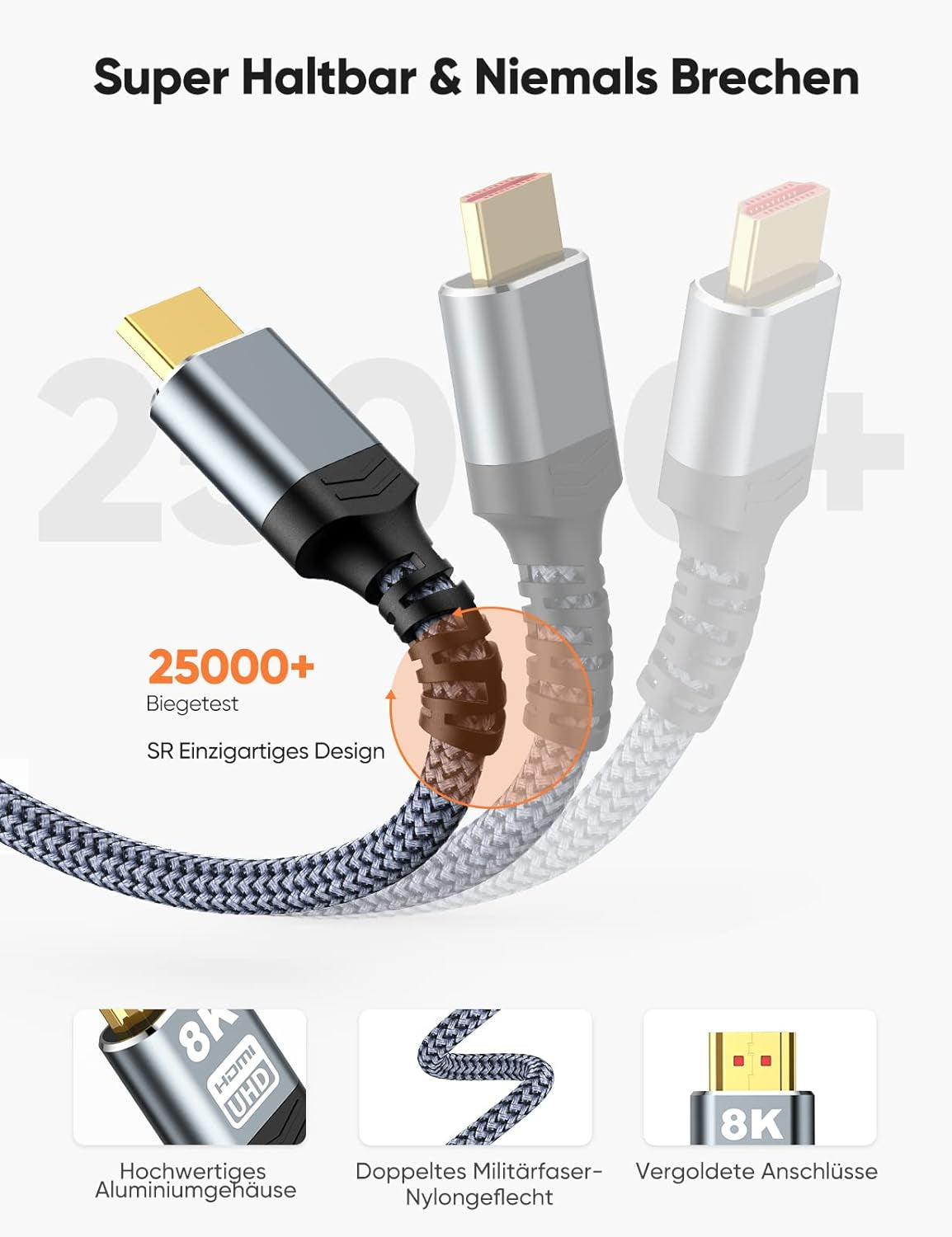 Cavo HDMI 2.1 Super Lungo Da 15 M, 8 K,  48 Gbps 8 K @60 Hz HDMI 2.1 4 K @ 120Hz 7680P, per Console PS5, DTS: X, HDCP 2.2 & 2.3, HDR 10, Earc, Compatibile Con PS5/4/3 X-BOX HDTV