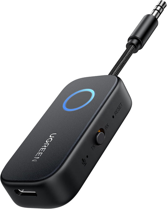 Adattatore Bluetooth 5.2 Trasmettitore E Ricevitore 2 in 1 Audio Bluetooth Con Microfono Integrato Trasmettitore Ricevitore Jack Bluetooth per Auto Altoparlanti TV Cuffie
