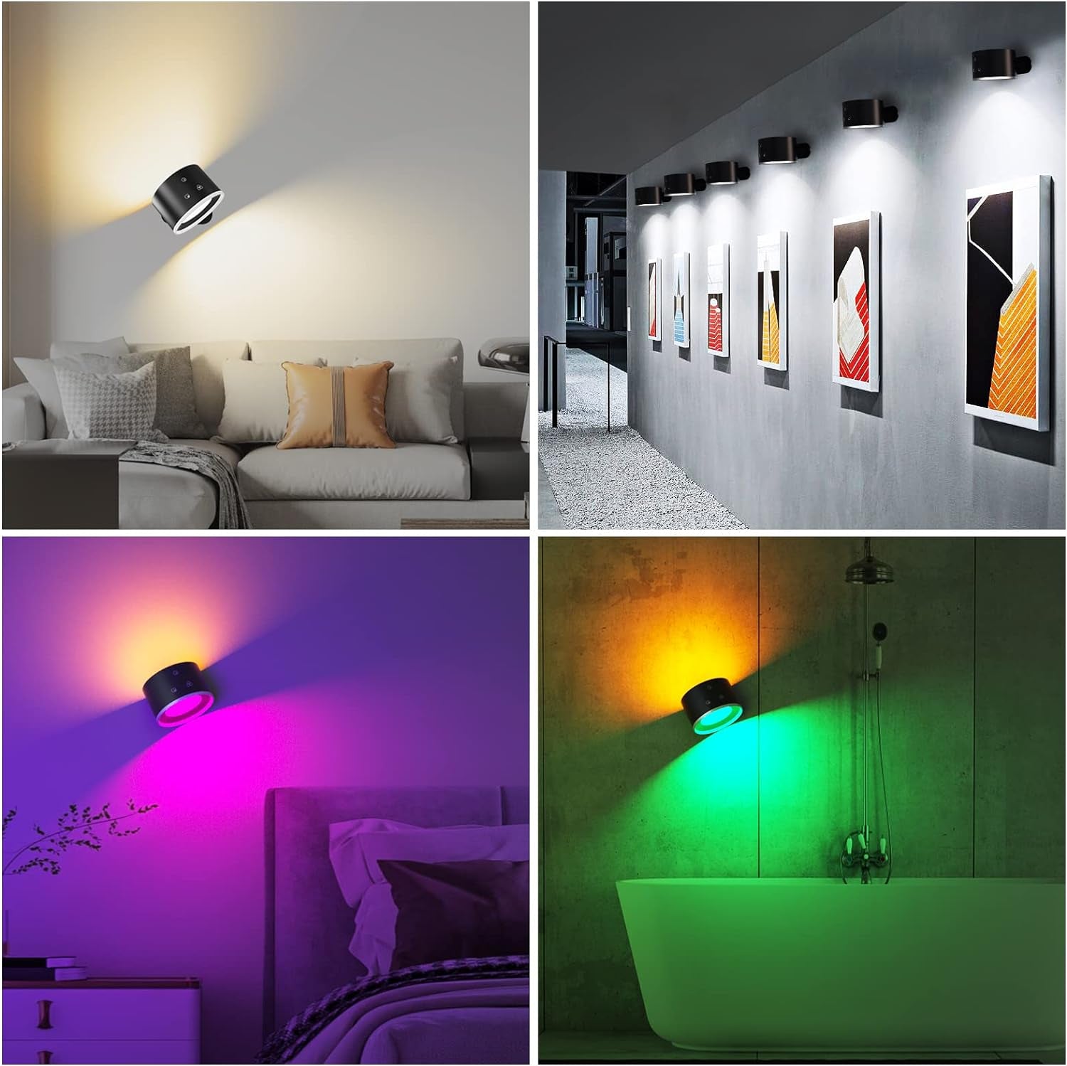 Lampada Da Parete per Interni, Illuminazione Da Parete Con Dimmerabile, Illuminazione RGB Con Telecomando Con Batteria Con Porta Di Ricarica USB, Funzione Timer 1 Ora Touch Control Lampada Da Parete