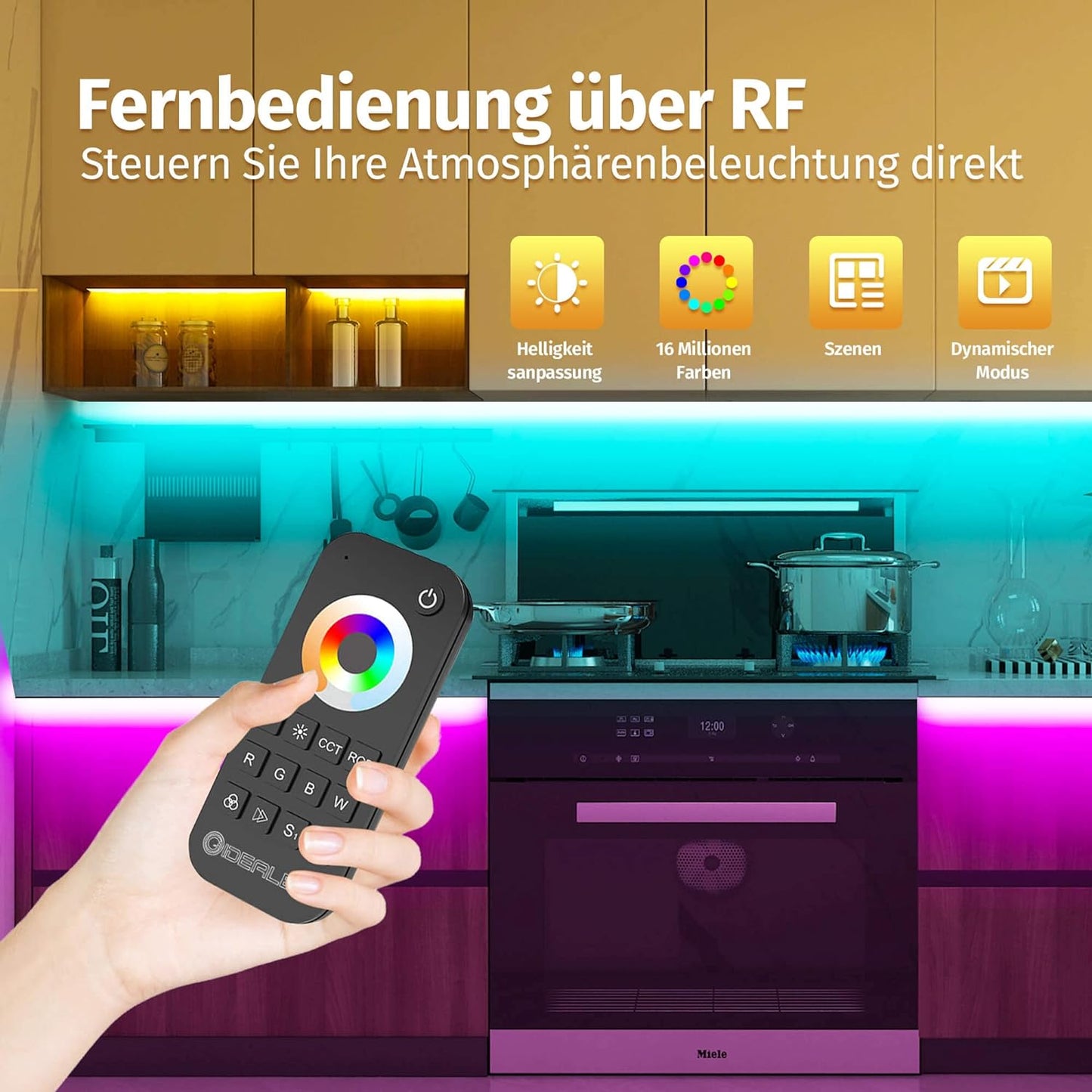 Controller a Strisce LED Wireless 5 in 1 Da 2,4 G, Con Telecomando RF, Dimmer LED RGBWW a 5 Canali per CCT RGB RGBW RGBCCT E 5 Strisce Luminose Bianche DC12-24 V