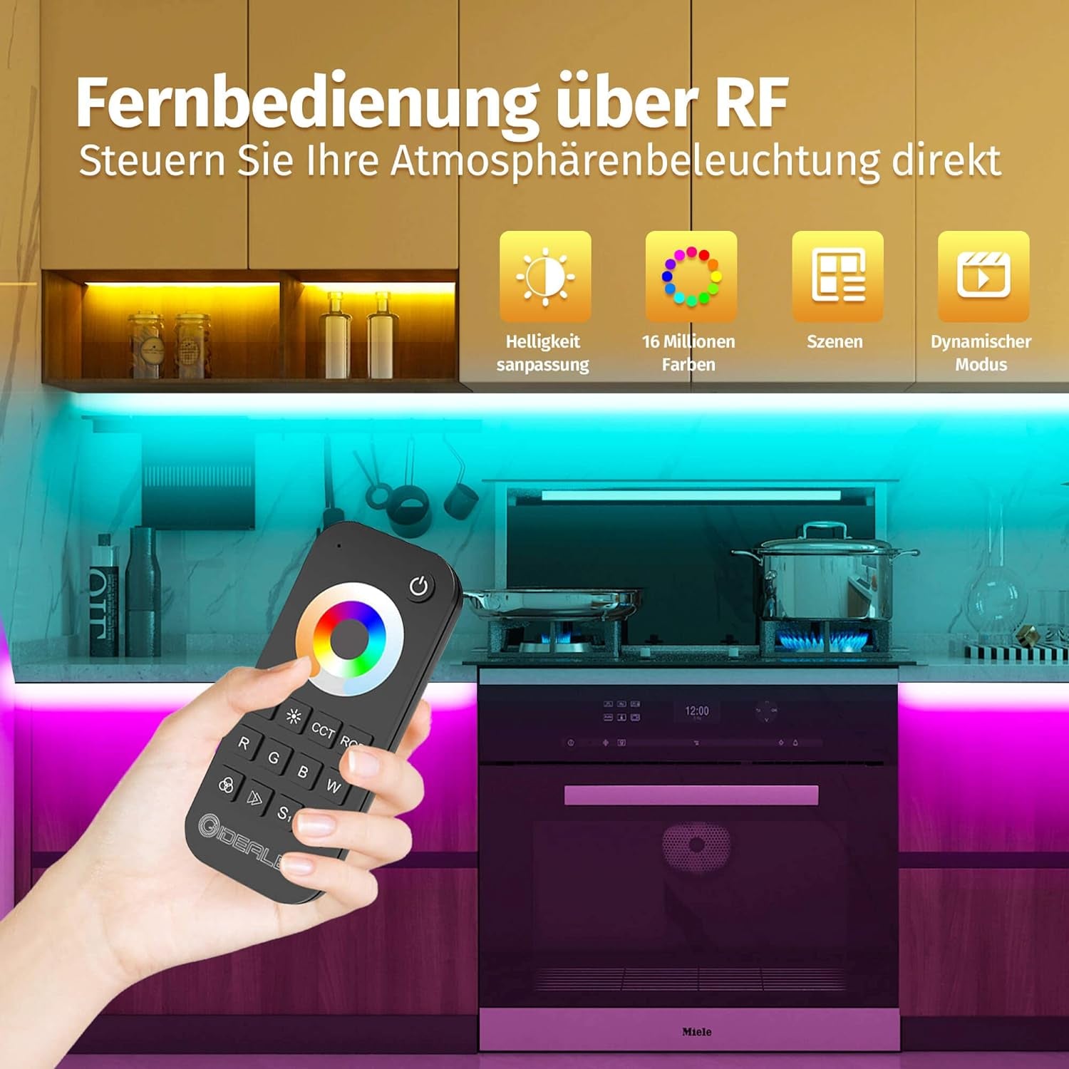 Controller a Strisce LED Wireless 5 in 1 Da 2,4 G, Con Telecomando RF, Dimmer LED RGBWW a 5 Canali per CCT RGB RGBW RGBCCT E 5 Strisce Luminose Bianche DC12-24 V