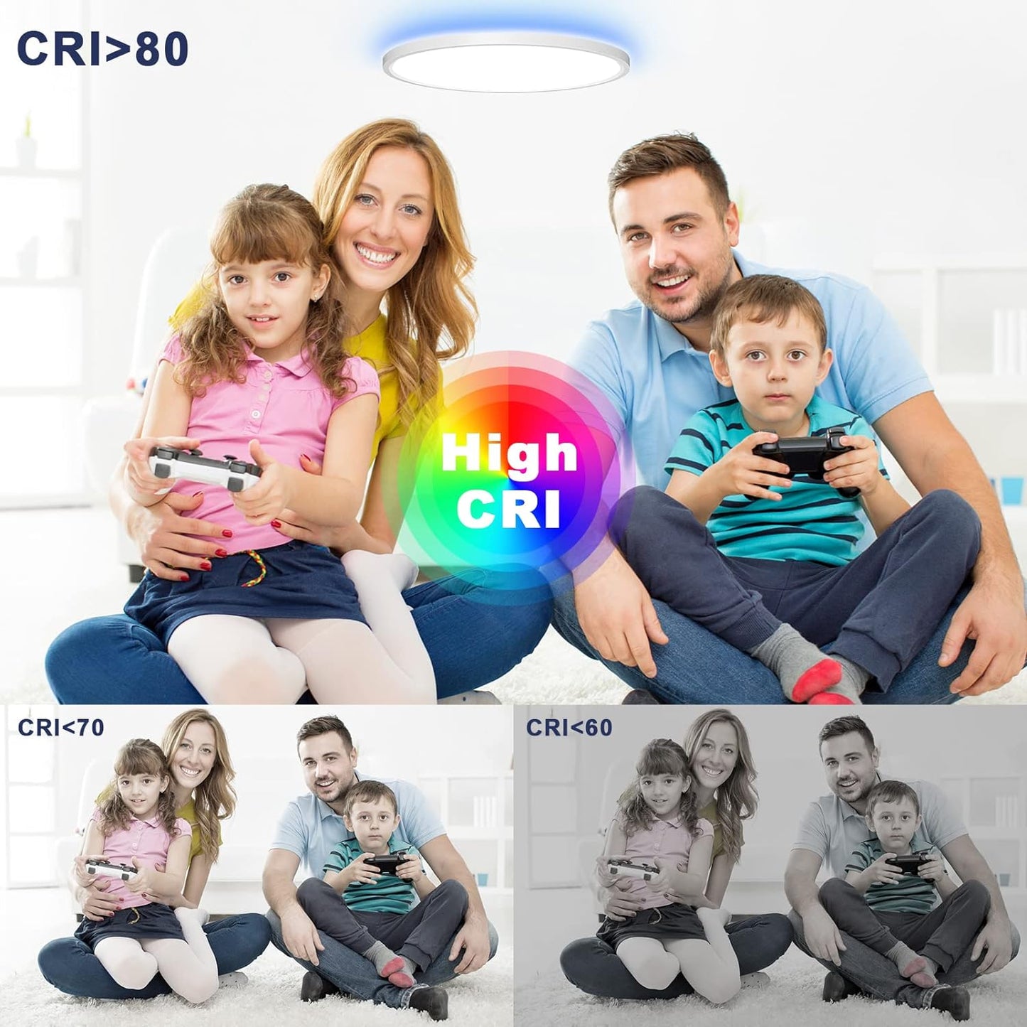 Plafoniera LED Soffitto Con RGB, Lampadario Bagno Dimmerabile 36W Con Telecomando E APP, Luce Pannello per Camera Da Letto Cucina Soggiorno, Rotonda, Ø30CM