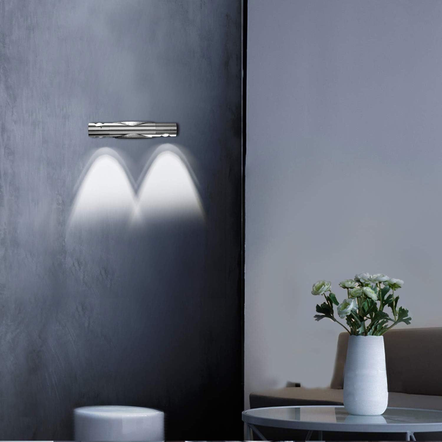 Applique Da Parete Interno, Applique Interno Rotazione Di 360°, Lampada Da Parete LED Moderne, Lampade Da Muro in Metallo per Decorazione Soggiorno Camera Da Letto Scale, 6000K Bianco Freddo