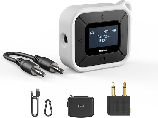 Aereo Bluetooth Trasmettitore Ricevitore Con Extra Dual 3.5Mm AUX Adattatore, LED Display a Bassa Latenza Dual Link Bluetooth 5.3 Auricolare Adattatore per Auto Airpods Cuffie Senza Fili