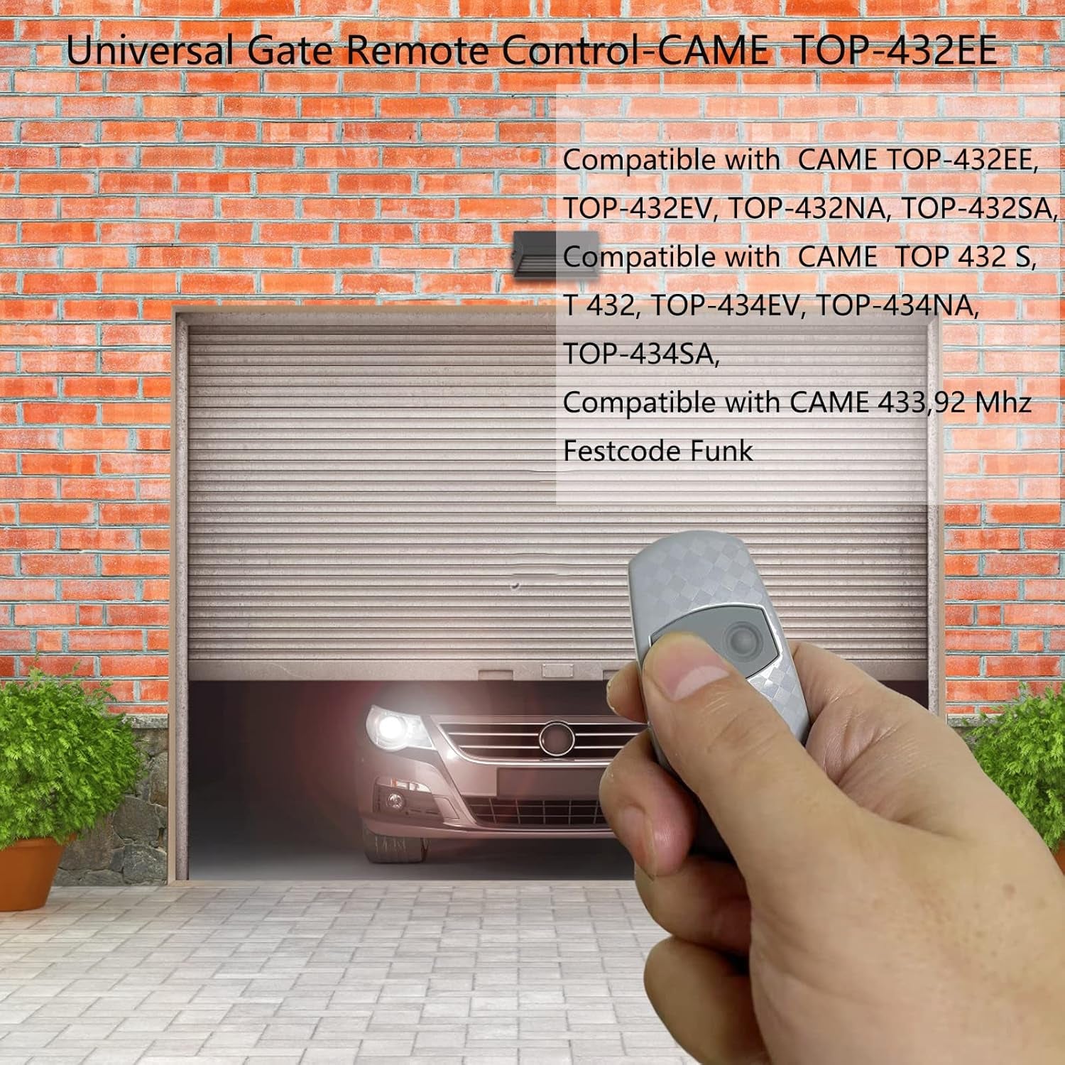 Came TOP-432EE - Trasmettitore Manuale 433,92 Mhz per Porta E Garage Compatibile Top432Na/432/432Ev/432A /432M/432S T432/CAME 432433,92 Mhz (Argento)