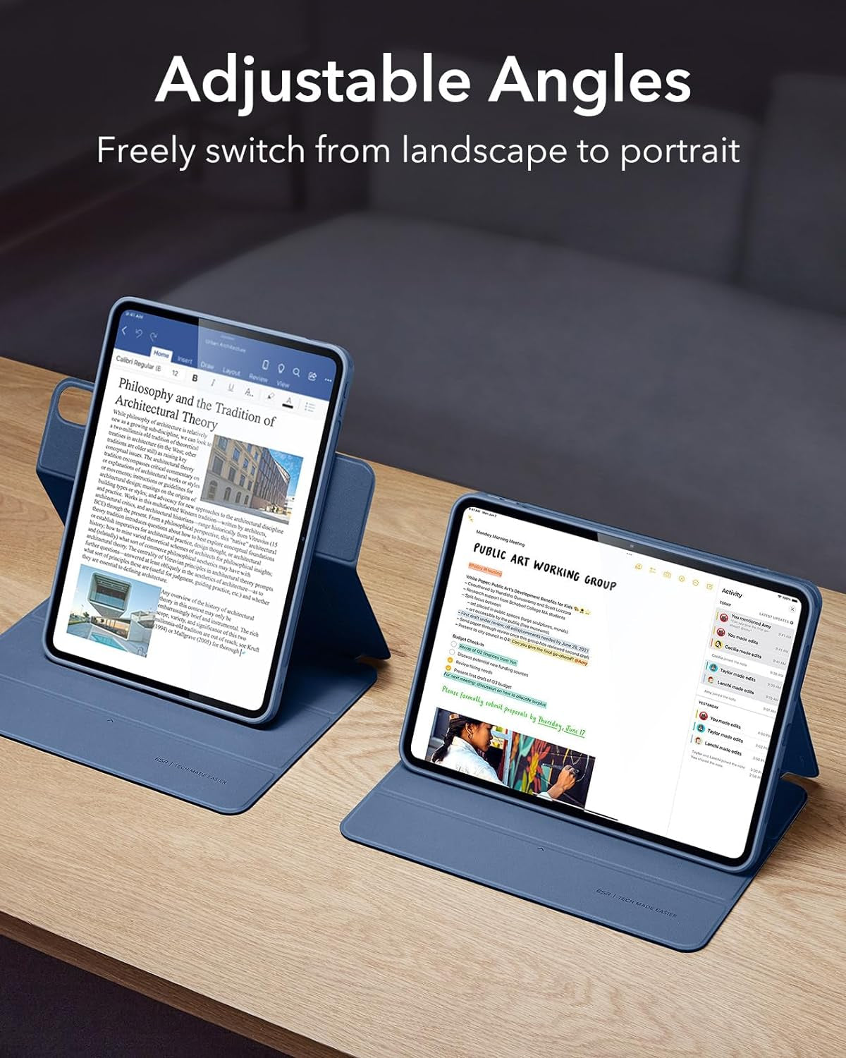 Cover per Ipad Air 13 Pollici M2 2024, Custodia Magnetica Rimovibile, Supporto per Pencil Pro/Pencil USB-C, Supporto Verticale E Orizzontale, Auto Attivazione/Standby, Serie Rebound 360, Blu