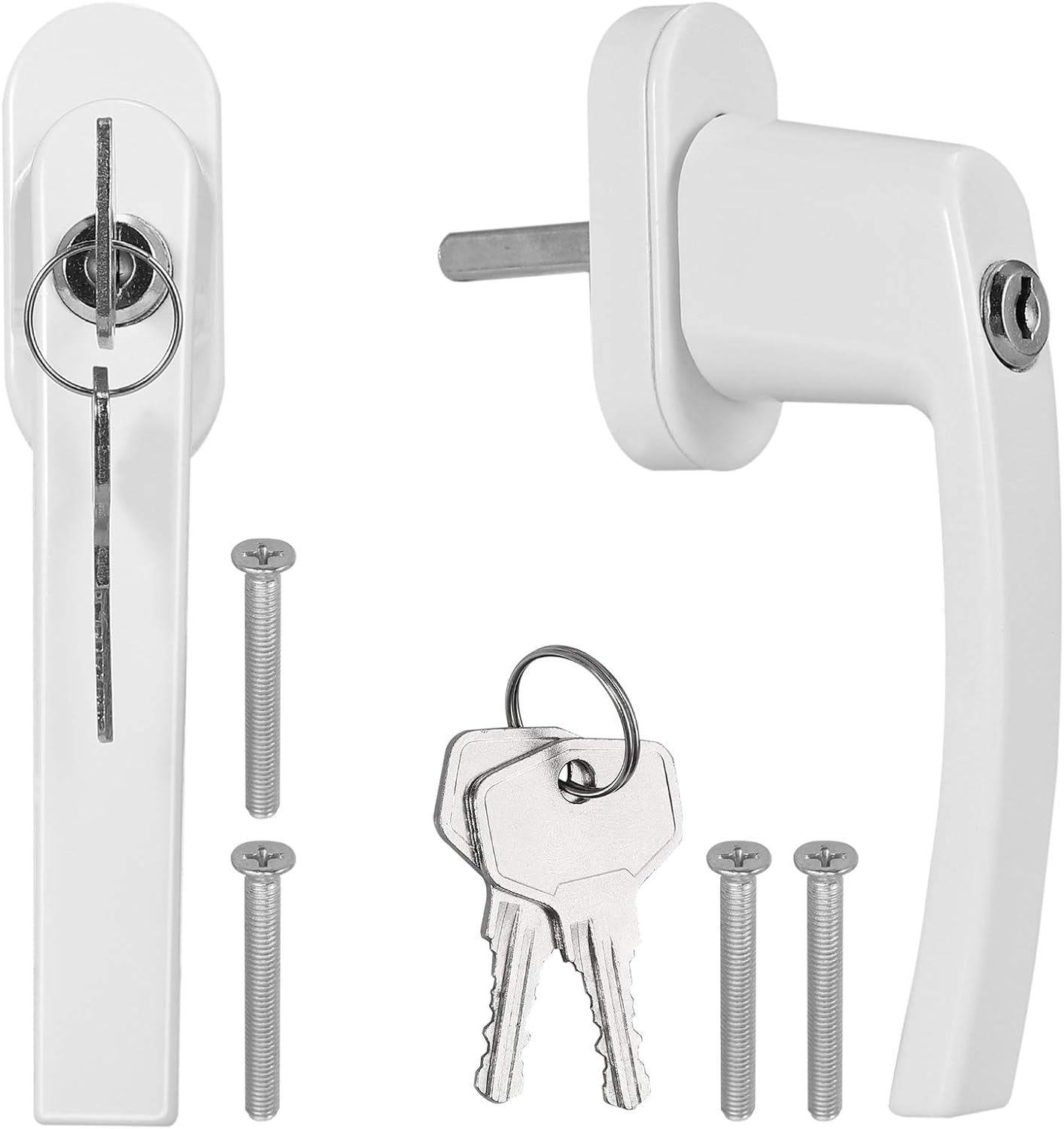 2 Pezzi 43Mm Maniglia per Finestre Girevole 90° Maniglie Inserite Con Serratura per Finestra UPVC Porte Balcone Maniglia Della Finestre per Chiusura Di Sicurezza Bambini Con Chiave - Bianco