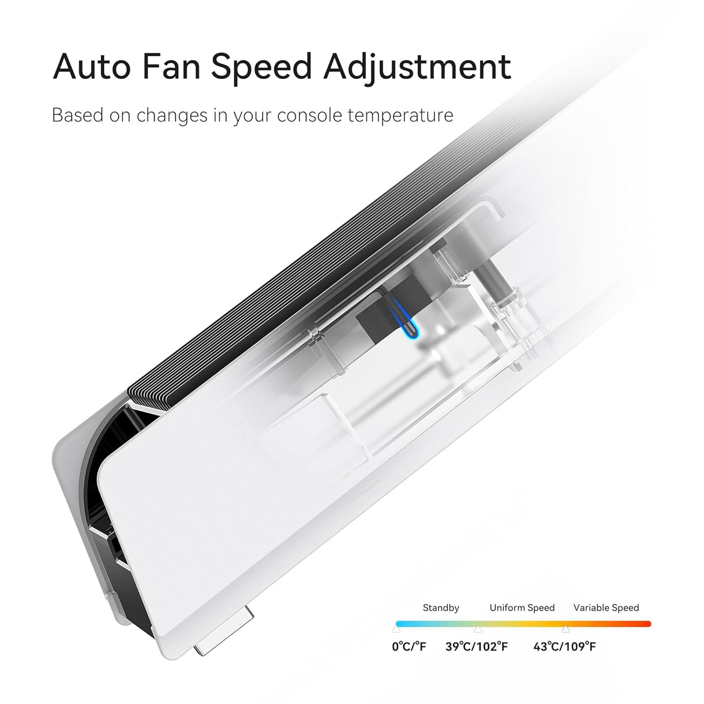 Accessori Di Raffreddamento per PS5, Ventola Di Raffreddamento  PS5 Con LED, Controllo Automatico Della Velocità E Hub USB 3.0 per Dischi PS5 Ed Edizione Digitale, Non per PS5 Slim (Bianco)