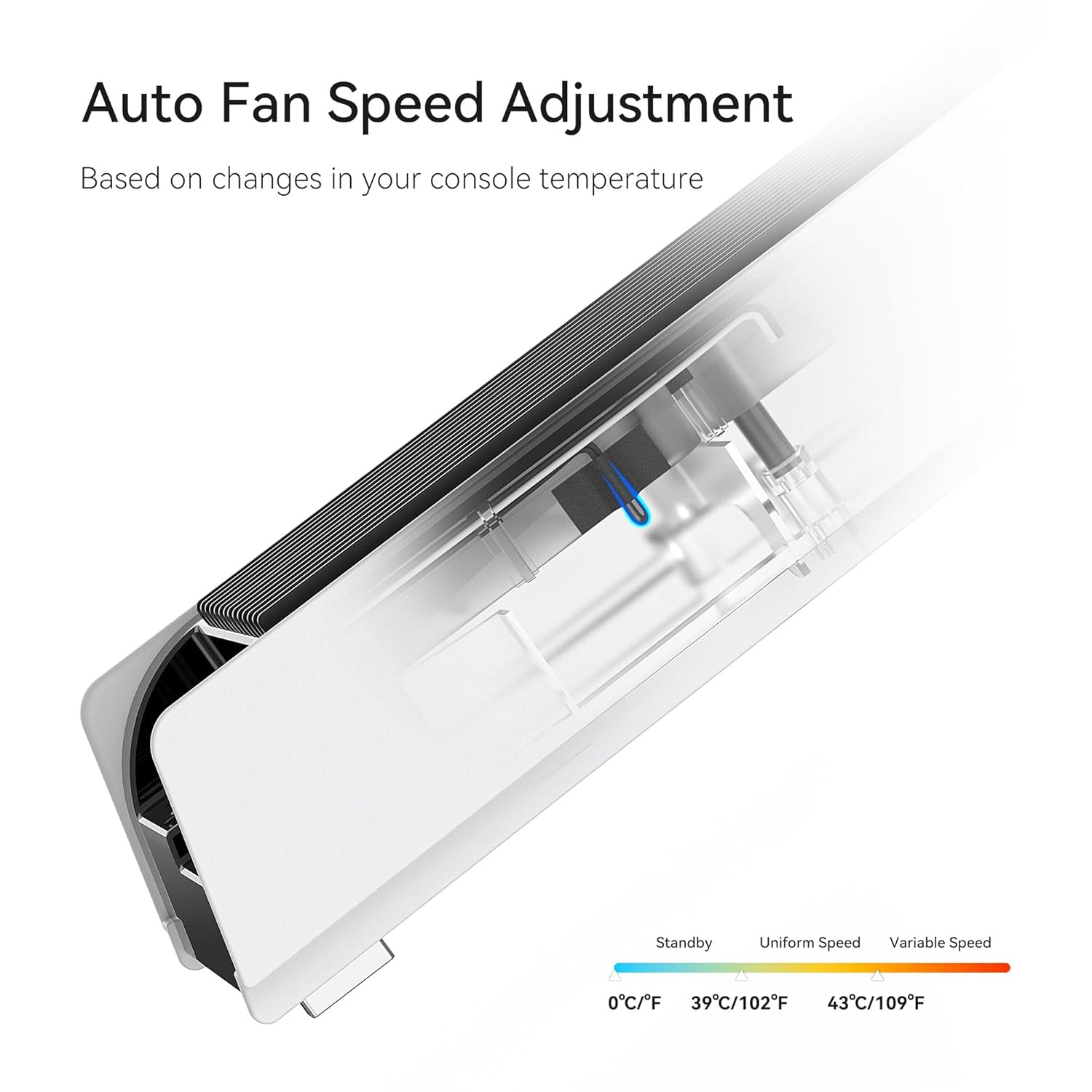 Accessori Di Raffreddamento per PS5, Ventola Di Raffreddamento  PS5 Con LED, Controllo Automatico Della Velocità E Hub USB 3.0 per Dischi PS5 Ed Edizione Digitale, Non per PS5 Slim (Bianco)