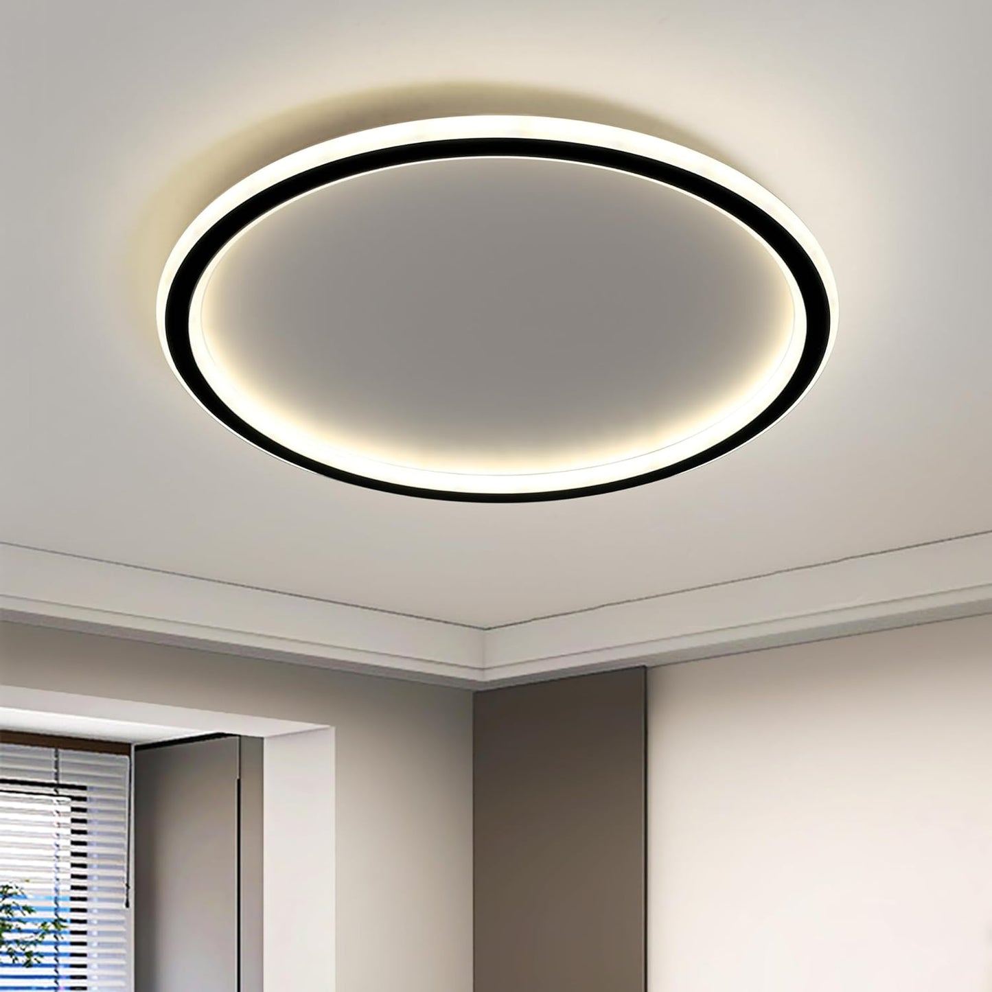 Plafoniera LED Soffitto 24W, Lampada Da Soffitto Plafoniera Soffitto 4500K, Plafoniera LED Soffitto Moderna per Camera Da Letto Cameretta Bambini, Cucina, Corridoio, Nero, Ø31.5Cm