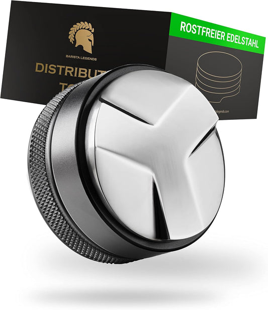 ® Distributore in Acciaio Inox Nero Regolabile in Altezza – Leveler Tool per Una Perfetta Farina Di Caffè Nel Portafiltro – Distributore Espresso per Risultati Perfetti. (54Mm)