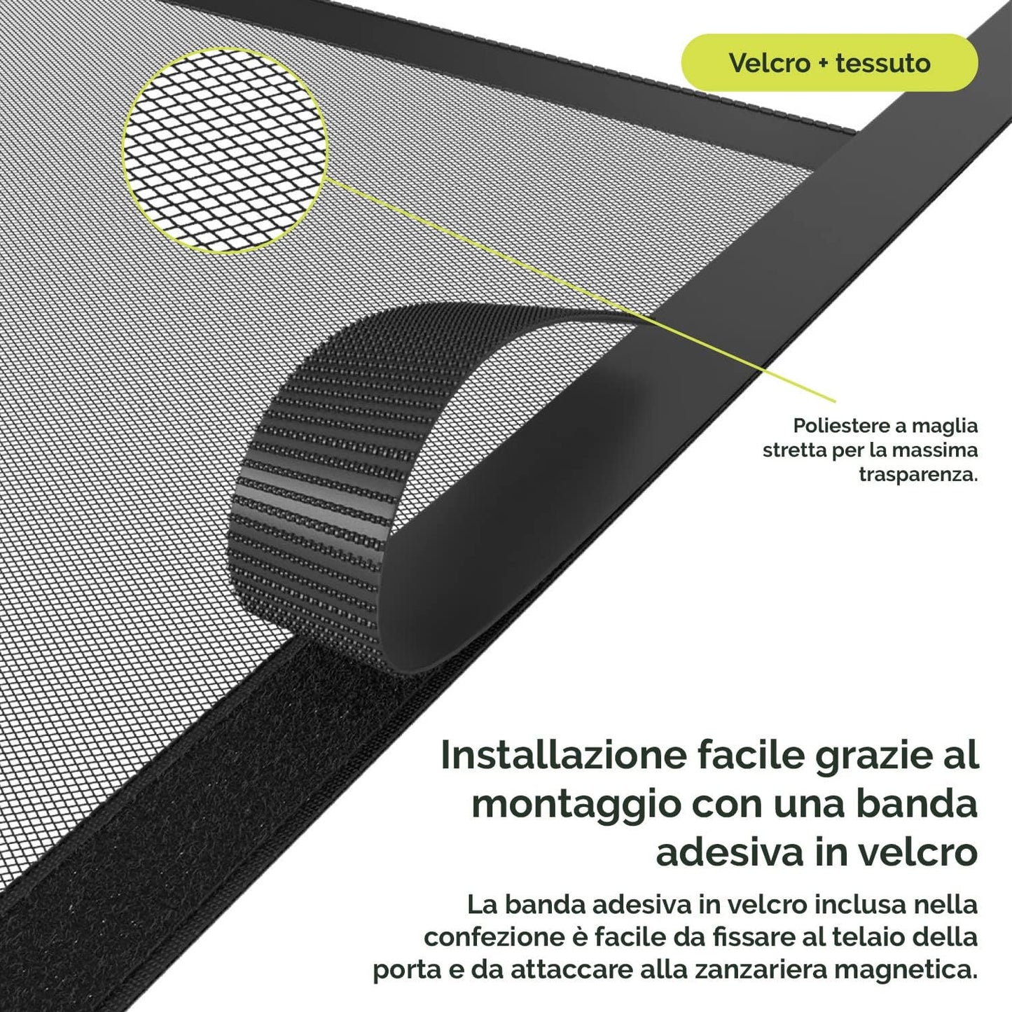 -Tenda Zanzariere Magnetiche per Porte, Finestre, Con Calamita 90 X 210 Cm