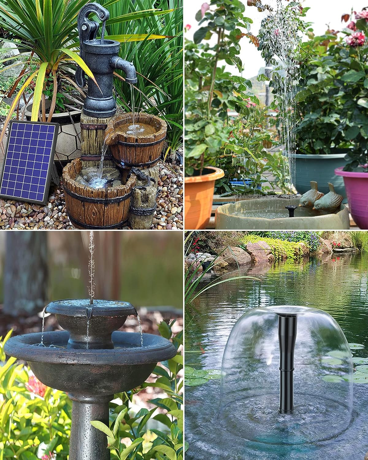 Fontana Solare Da Giardino, Pompa Acqua Solare Da Esterno Da 7.5 W Con Batteria Da 3600 Mah 139 GPH Tubo Da 1,5 M Con 10 Ugelli Bagno per Uccelli Fai Da Te Piccoli Stagni Piscina Da Giardino