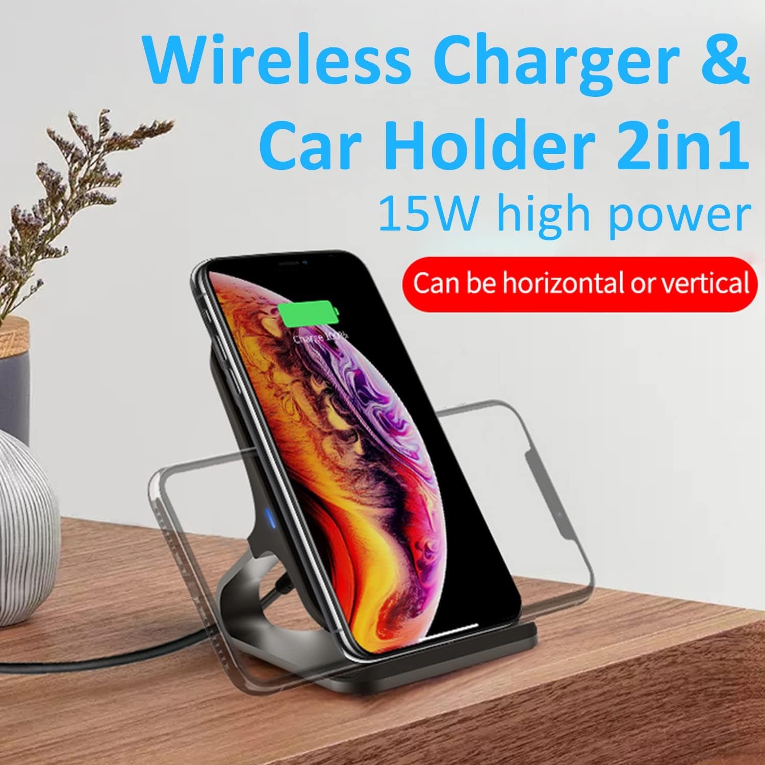 Stazione Di Ricarica Wireless Qi 15 W Max Ricarica Wireless Veloce Compatibile Con Samsung S21/S20 Fe/Ultra/Note20, Pixel 5, LG Velvet 5G, Xiaomi, Iphone15/14/13/12/ Iphone15 Pro Max 11 E Più (Sliver)