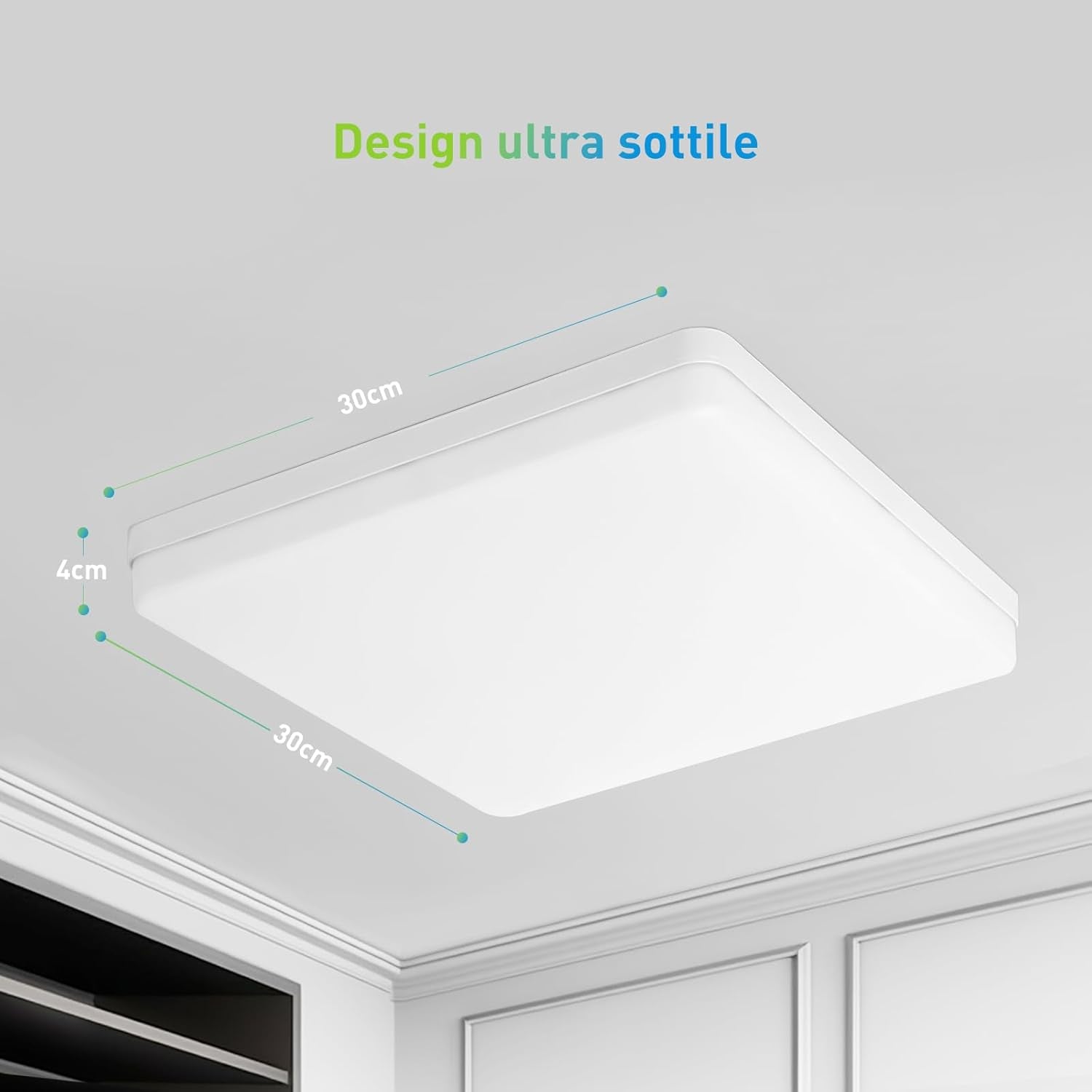 Plafoniera Led Soffitto 48W Ultra Magro UFO Pannello LED Quadrat Bianco Freddo 6500K 4320LM Lampada Da Soffitto per Soggiorno Camera Da Letto Bagno Cucina Corridoio E Balcone 30 * 30 * 4Cm