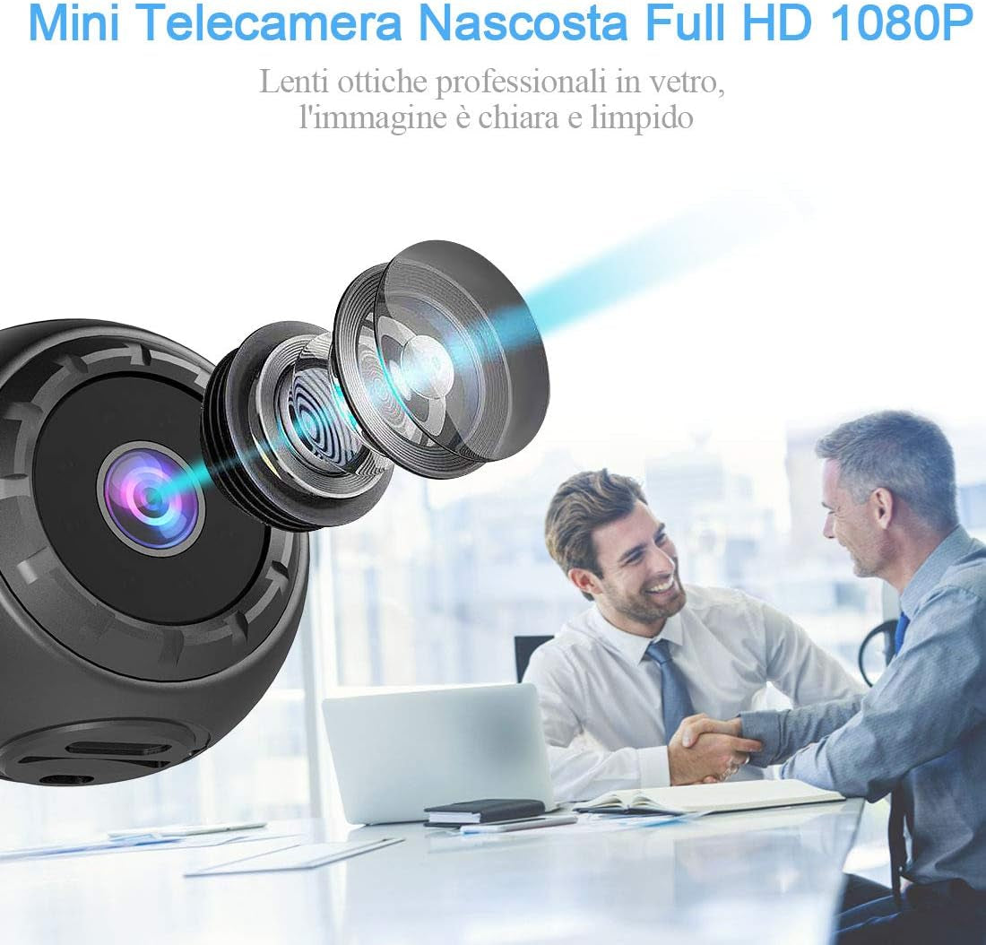 Mini Telecamera Spia Nascosta, HD 1080P Portatile Micro Cop Spy Cam Con Sensore Di Movimento,Visione Notturna Y Batteria,Senza Fili Piccola Video Sorveglianza Microcamera Spia Esterno/Interno