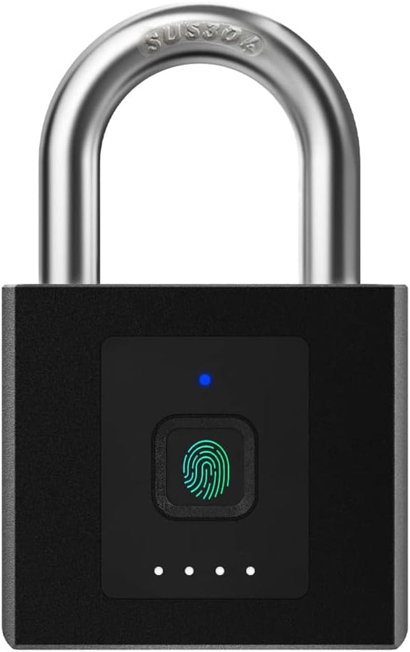 Lucchetto Con Cuscinetto Apribile Tramite Impronte Digitali O App, Keyless Big Lucchetto Pesante, per Sbloccare Il Set Di Dati, Impermeabile, Antifurto, Indicatore Di Batteria, USB