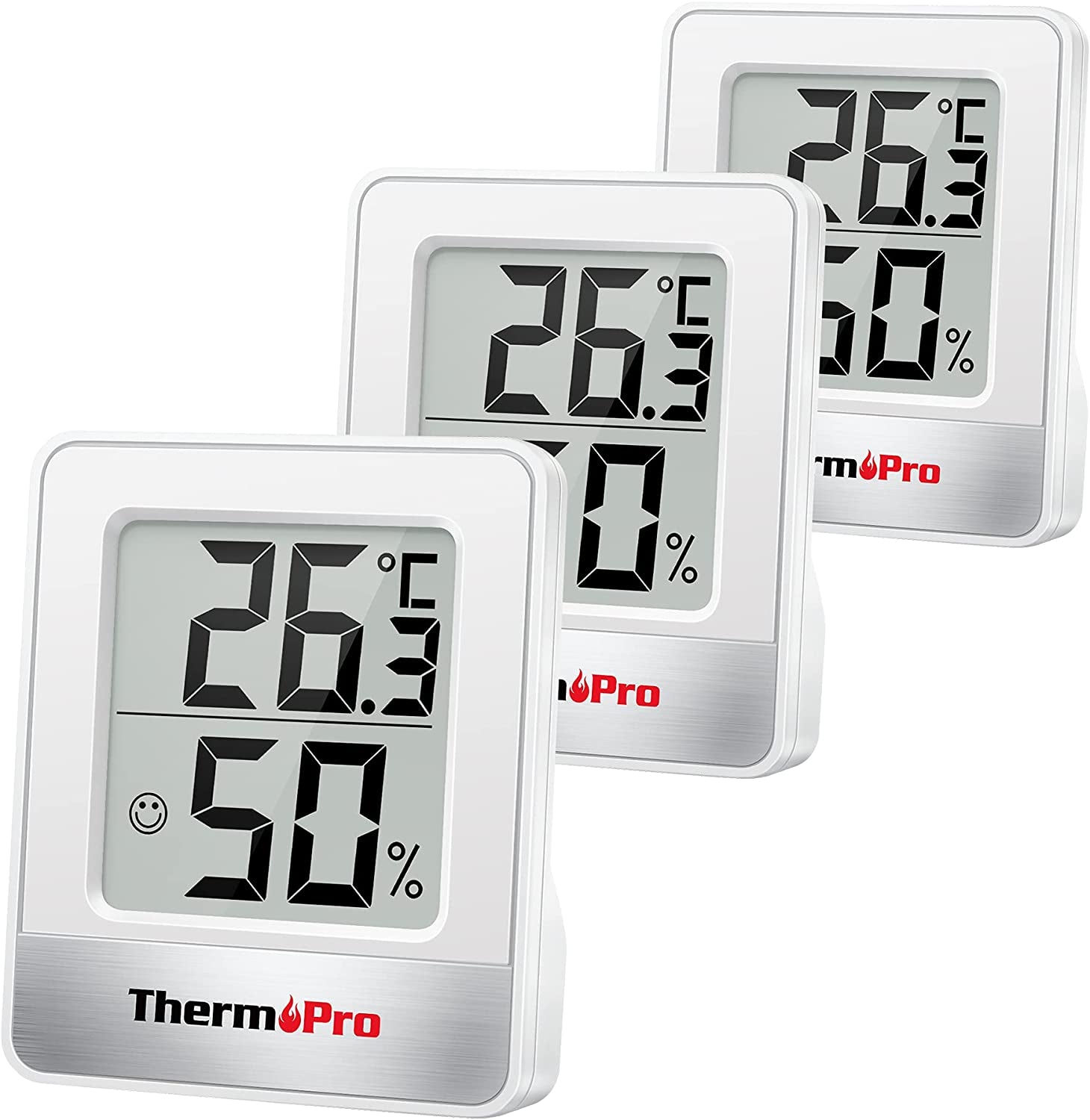 TP49-3 Piccolo Igrometro Digitale Termometro Interno Termometro Dell'Atmosfera Monitor Di Temperatura E Umidometro per Il Comfort Home Office Termometro Di Rettile, 3 Pezzi