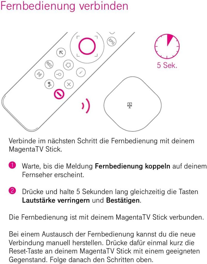 Telecomando Vocale Di Ricambio per Telekom Magenta TV Stick WH211107F