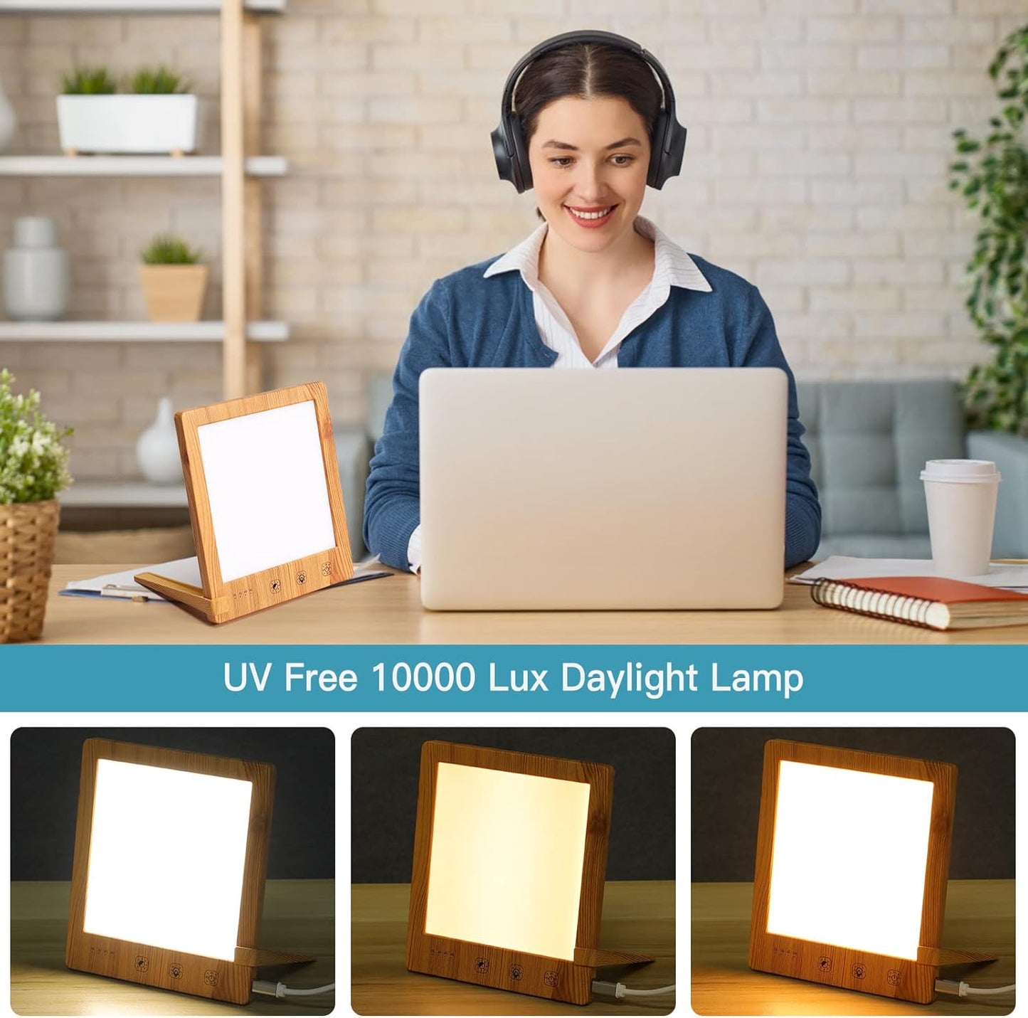 Lampade Che Riproducono Luce Solare, 10000 Lux, Lampada Con 3 Colori Di Luce, 4 Timer Regolabili E Funzione Di Memoria, Lampada Senza Raggi UV per Casa/Ufficio