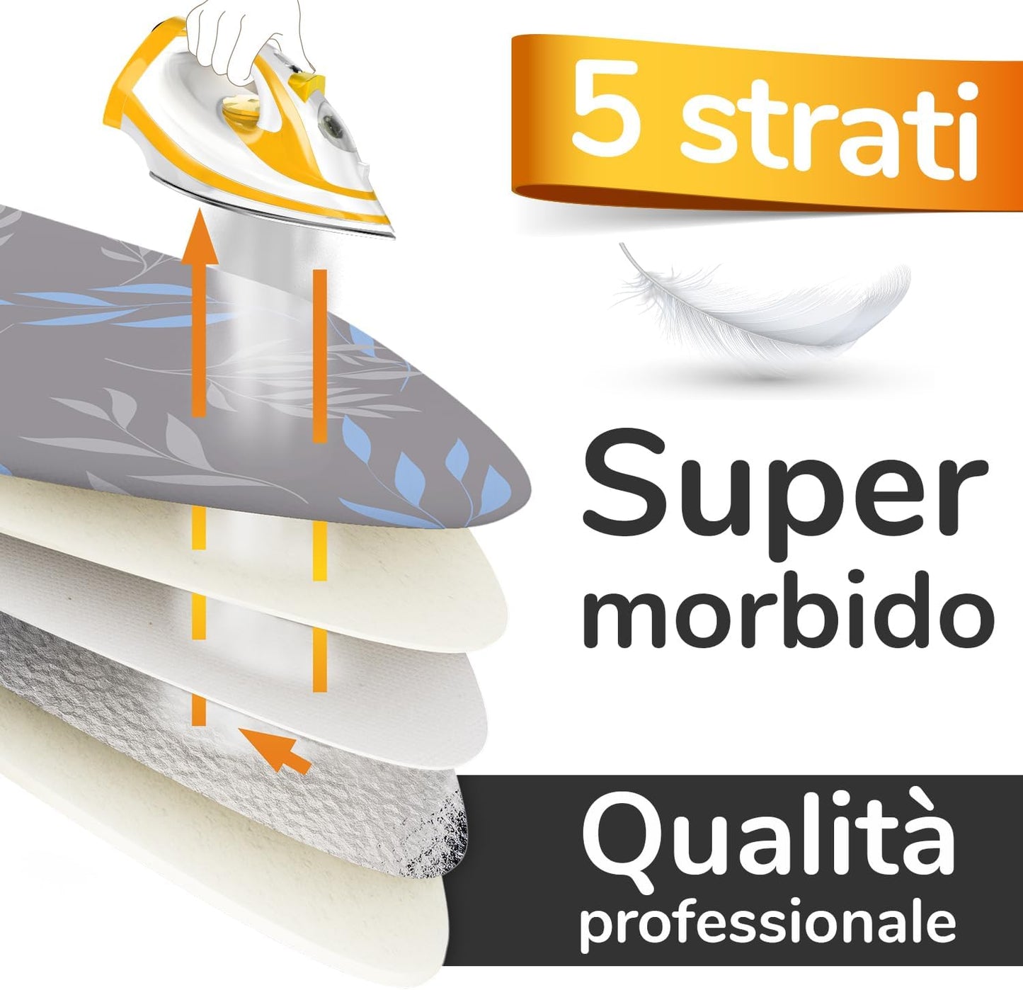 Pratico E Morbido Copriasse Da Stiro 125 X 45 Cm - Copri Asse Da Stiro Telo Universale per Ferri a Vapore, Con 3 Elastici in Dotazione